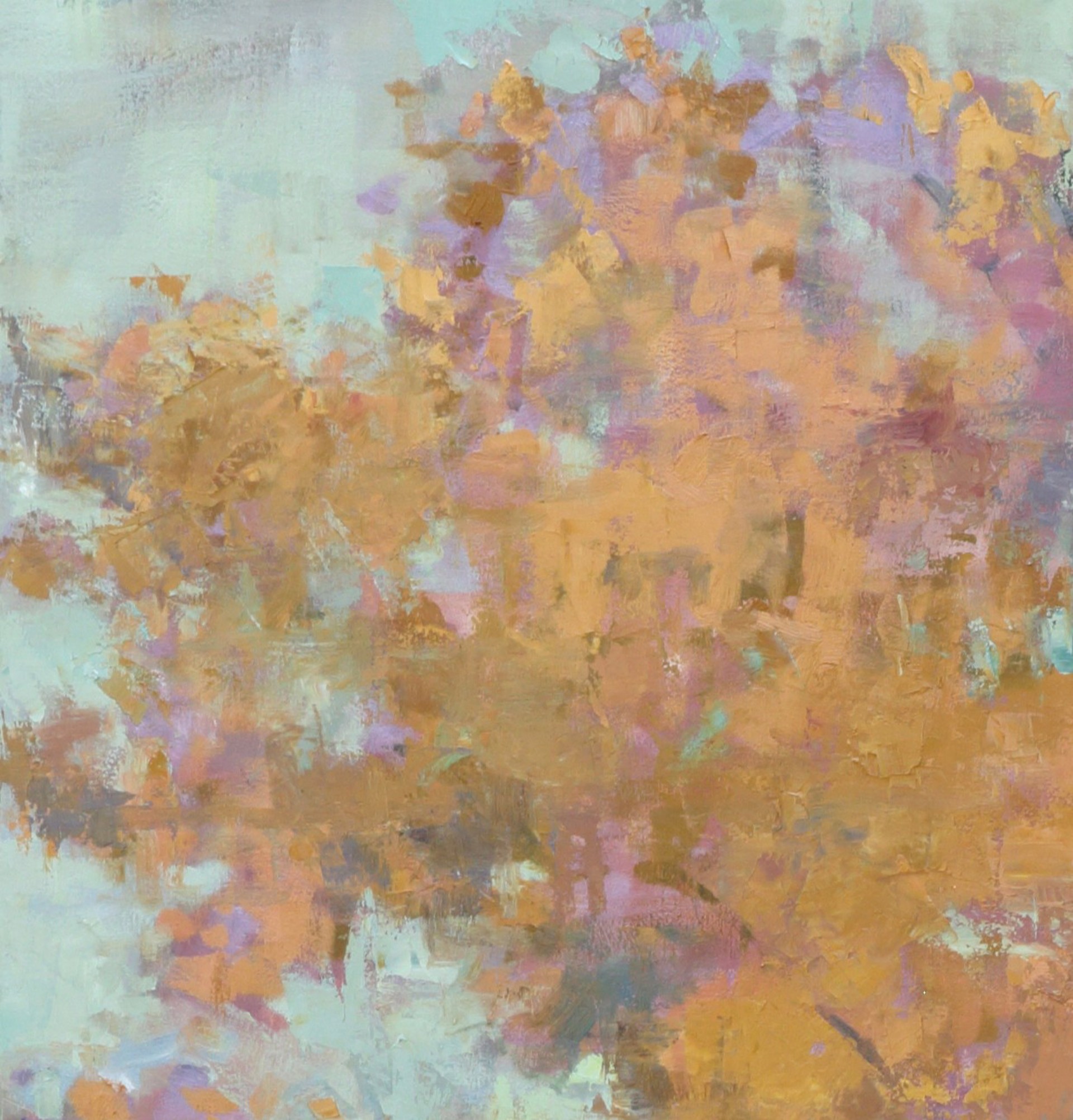 A diptych of autumn trees rendered in impressionistic brushstrokes.
