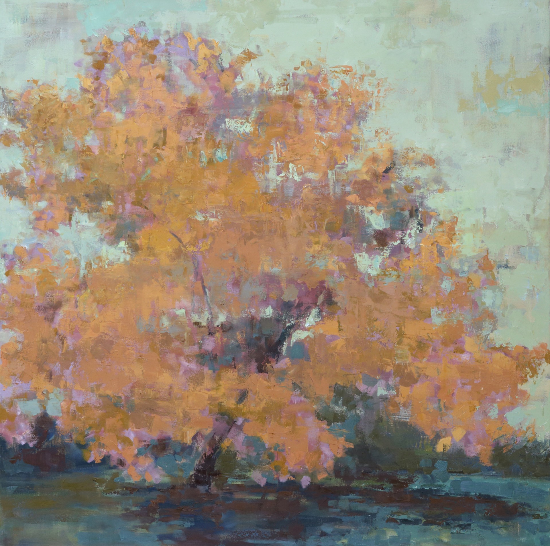 A diptych of autumn trees rendered in impressionistic brushstrokes.