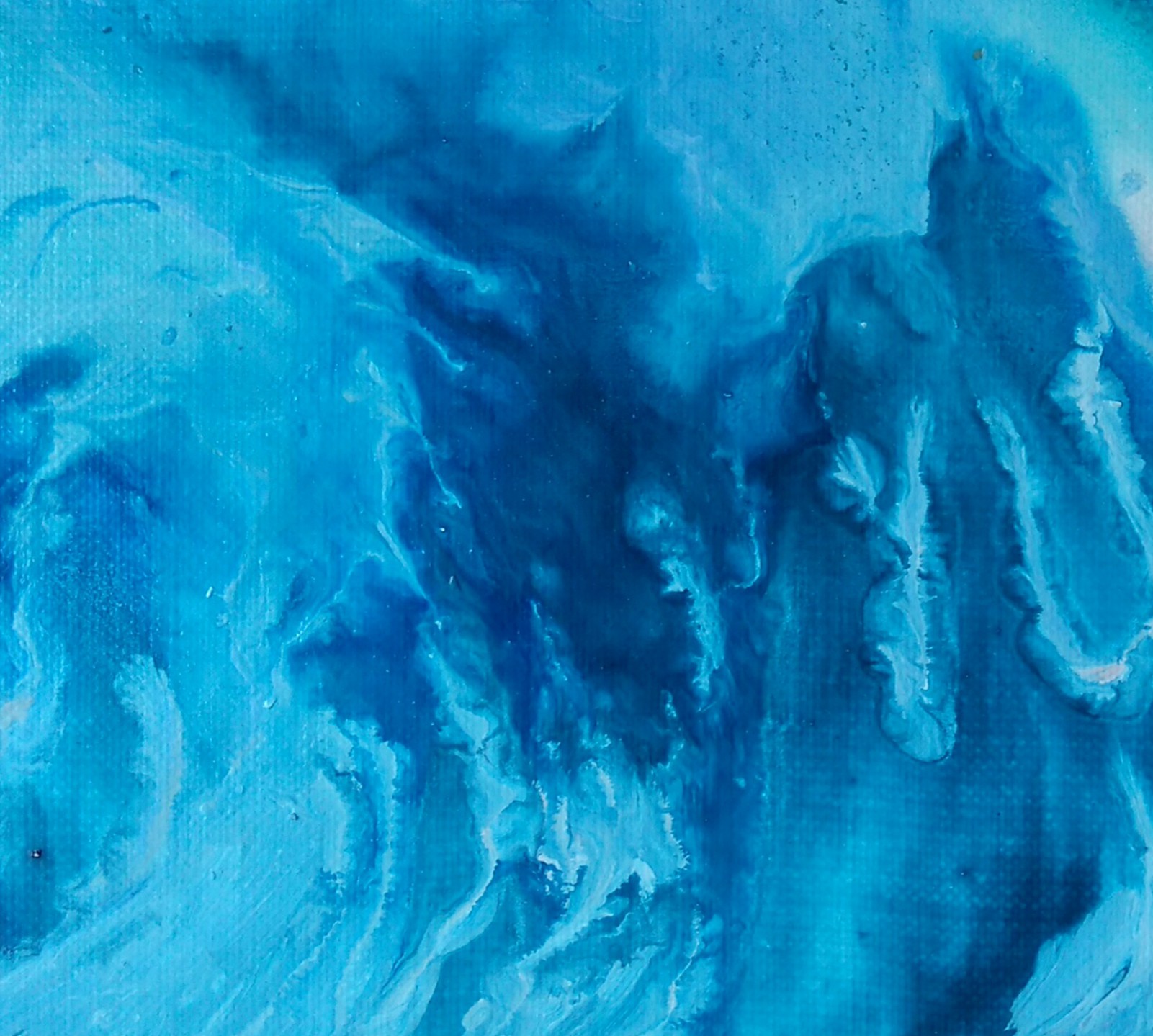 A painting of a blue and white abstract painting.