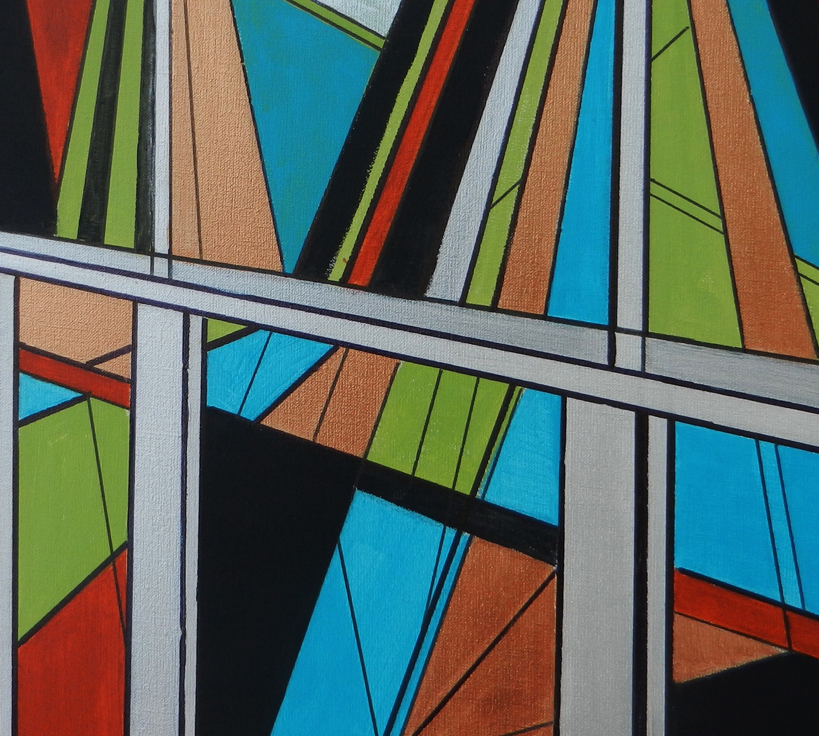 A painting of a colorful abstract painting on a black background.