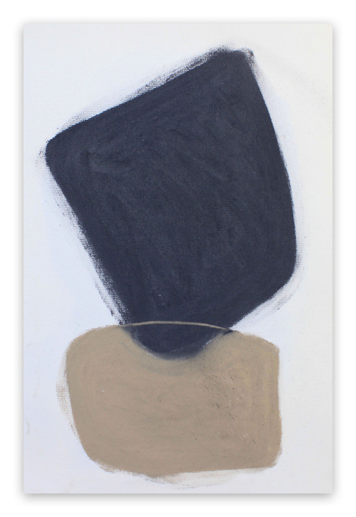A painting of a black and beige square on a white background.
