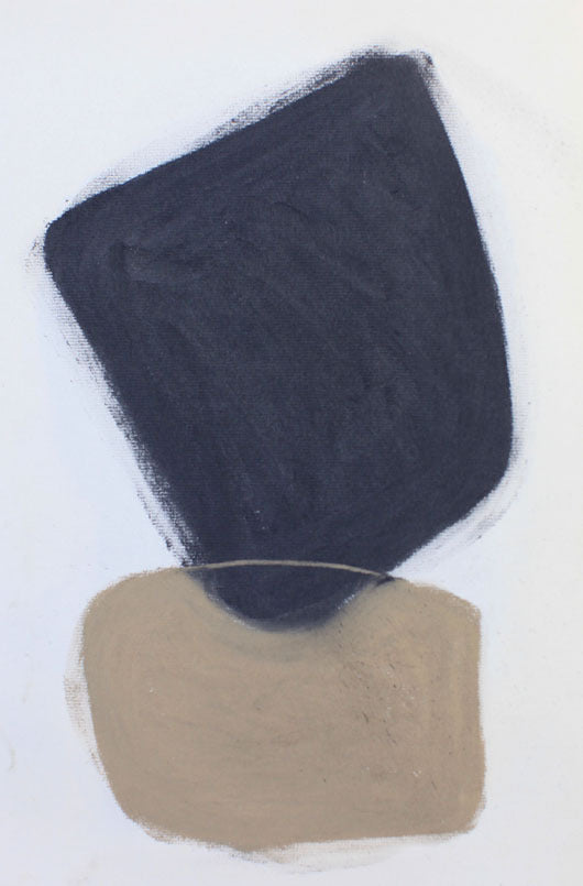 A painting of a black and beige square on a white background.