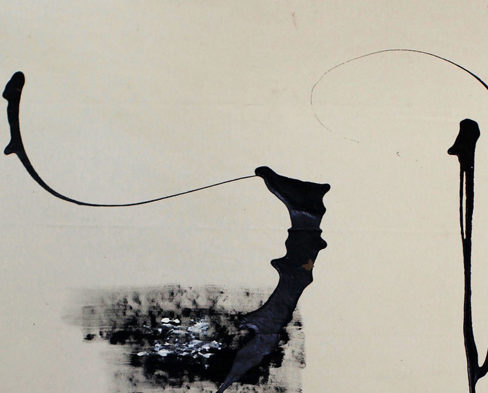 Artwork by Brooke Noel Morgan, Winter trees, Made of Acrylic and oil pastel on raw un-stretched canvas 