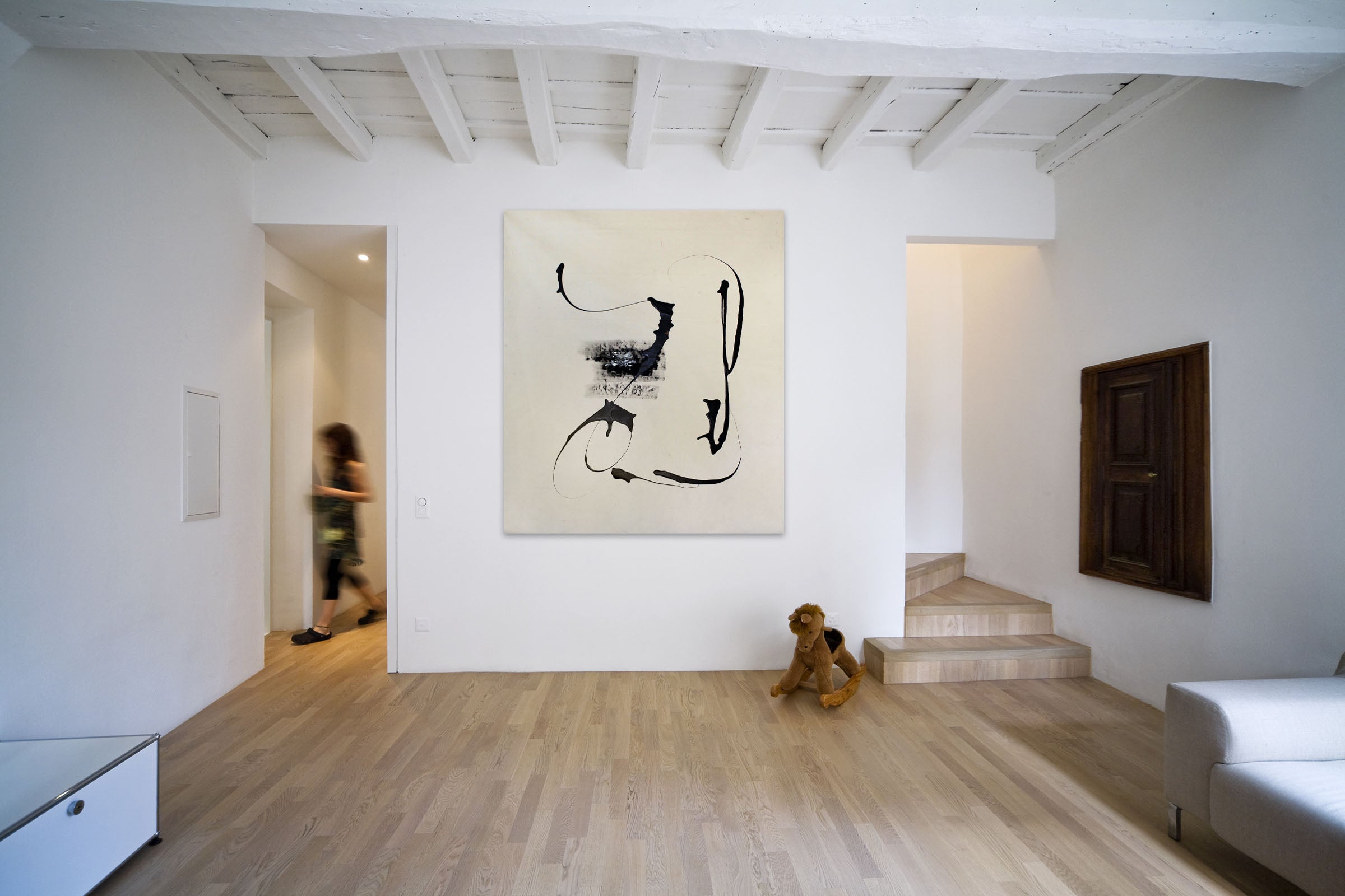 Artwork by Brooke Noel Morgan, Winter trees, Made of Acrylic and oil pastel on raw un-stretched canvas 