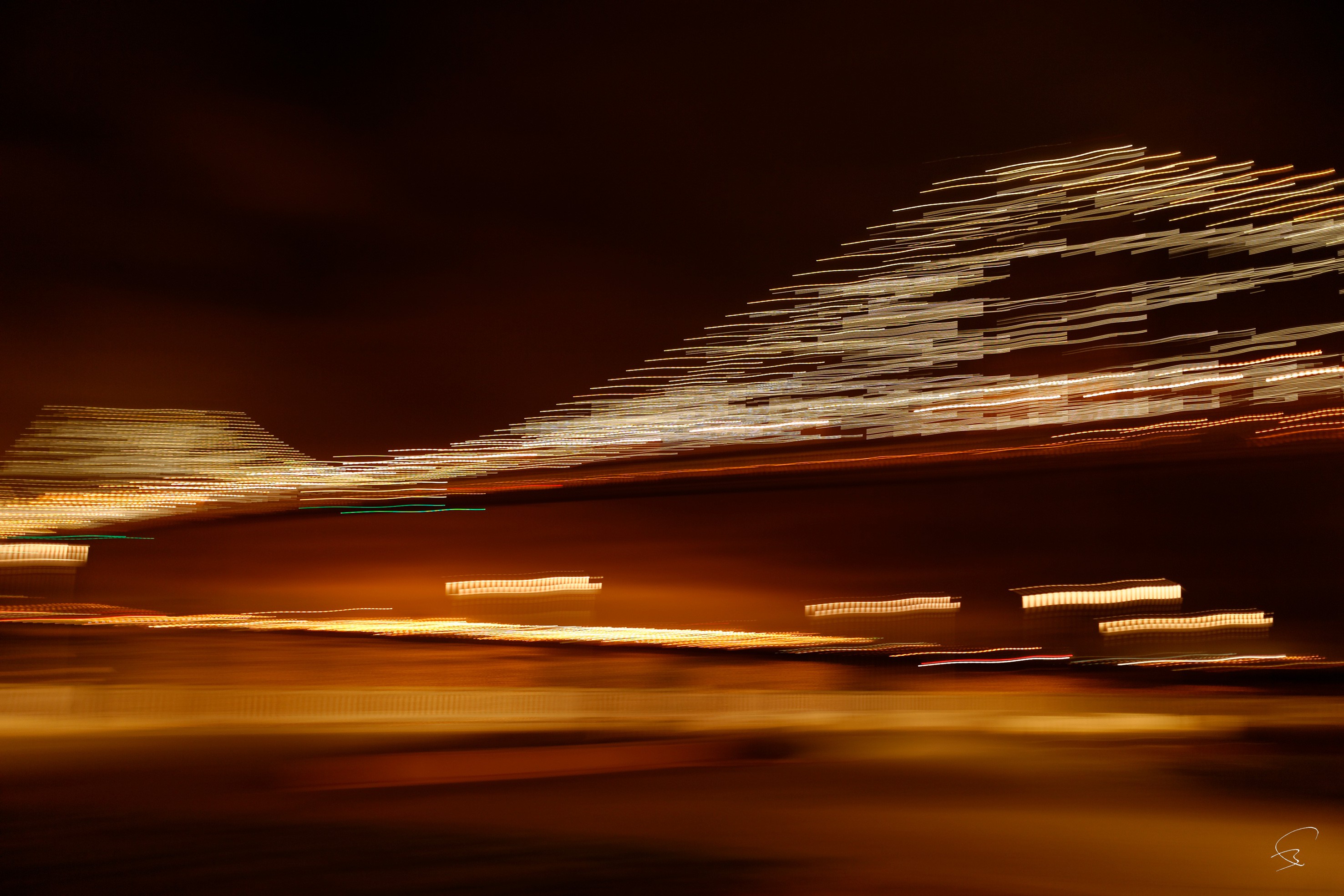 A long exposure shot of a city at night.