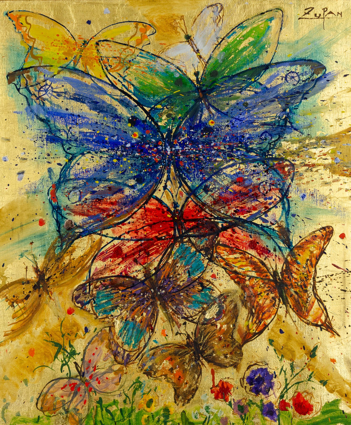 Butterflies on Gold Leaf by Bruno Zupan, null