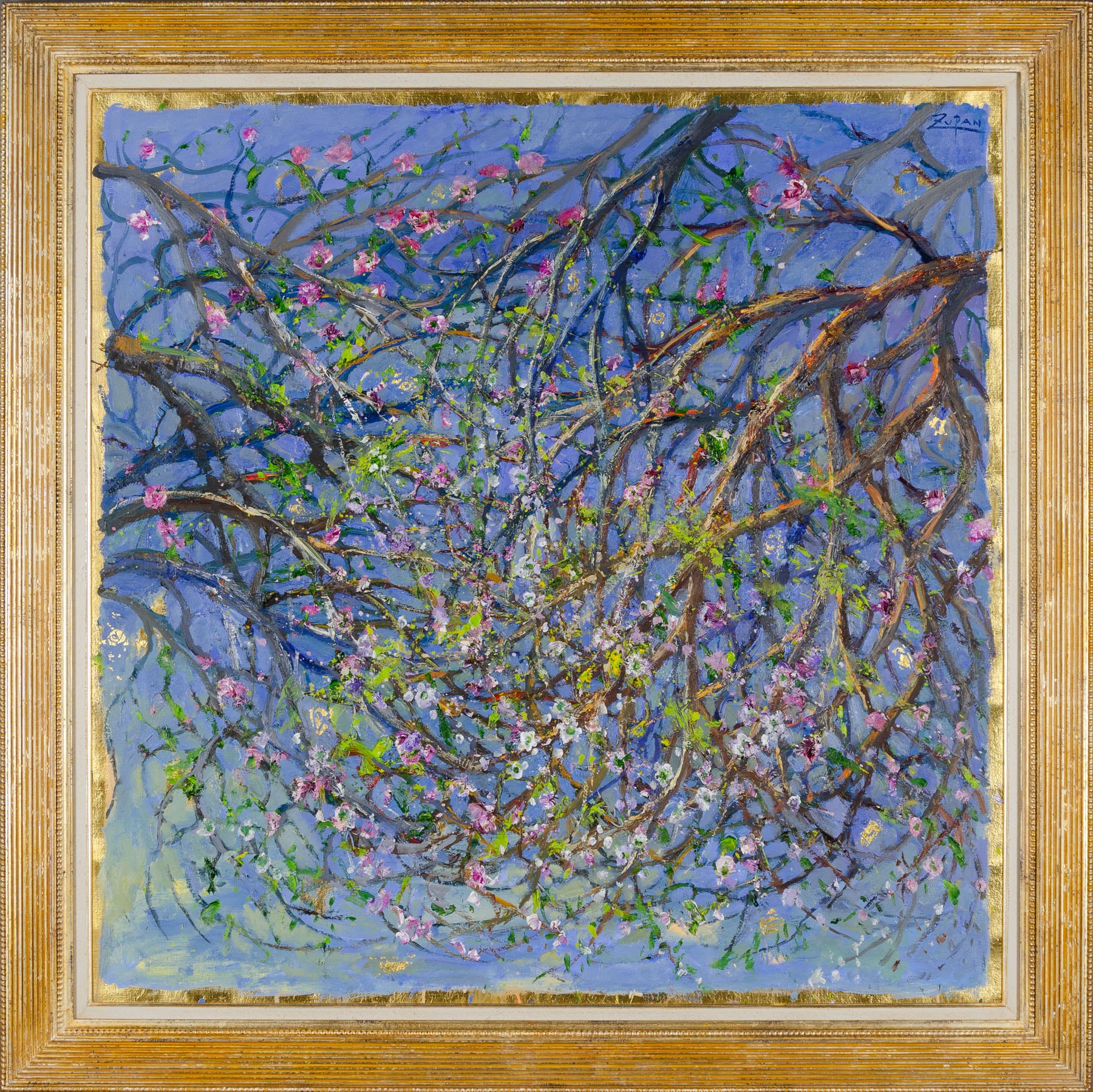 Artwork by Bruno Zupan, Flowering Branches, Made of Oil On Canvas 