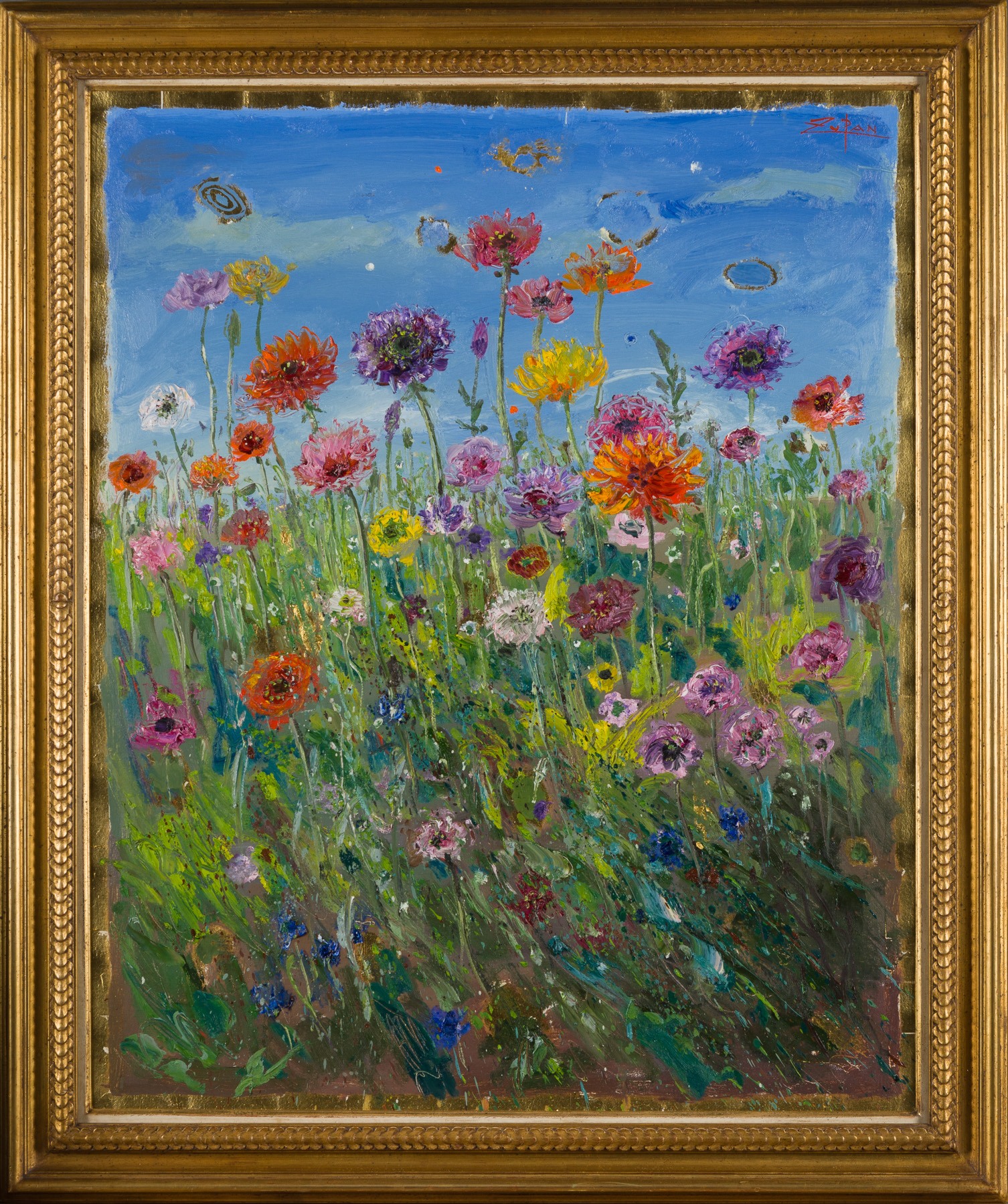 Artwork by Bruno Zupan, Poppies On A Windy Day, Made of Oil Painting 