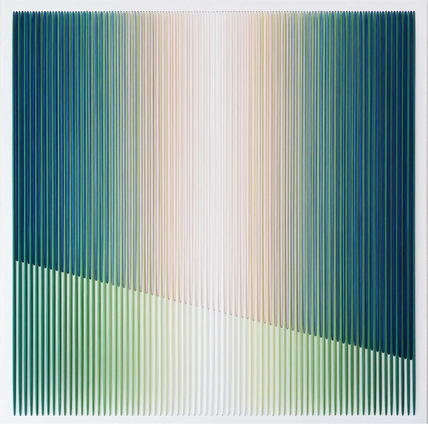 Artwork by Bumin Kim, Meadow #4, Made of Thread and acrylic on wood panel 