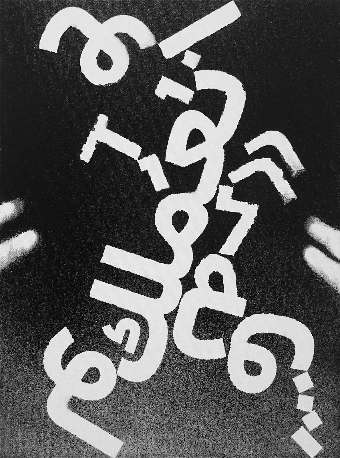 A black and white photo of graffiti on a wall.