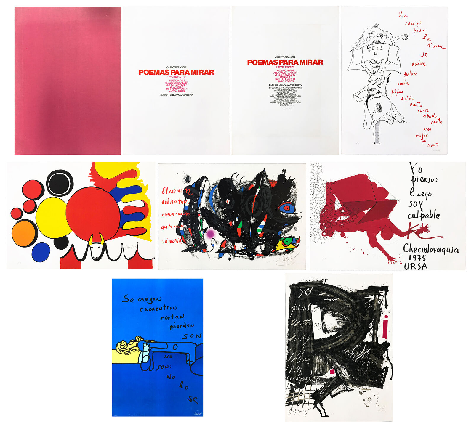 A bunch of different colored papers with drawings on them.