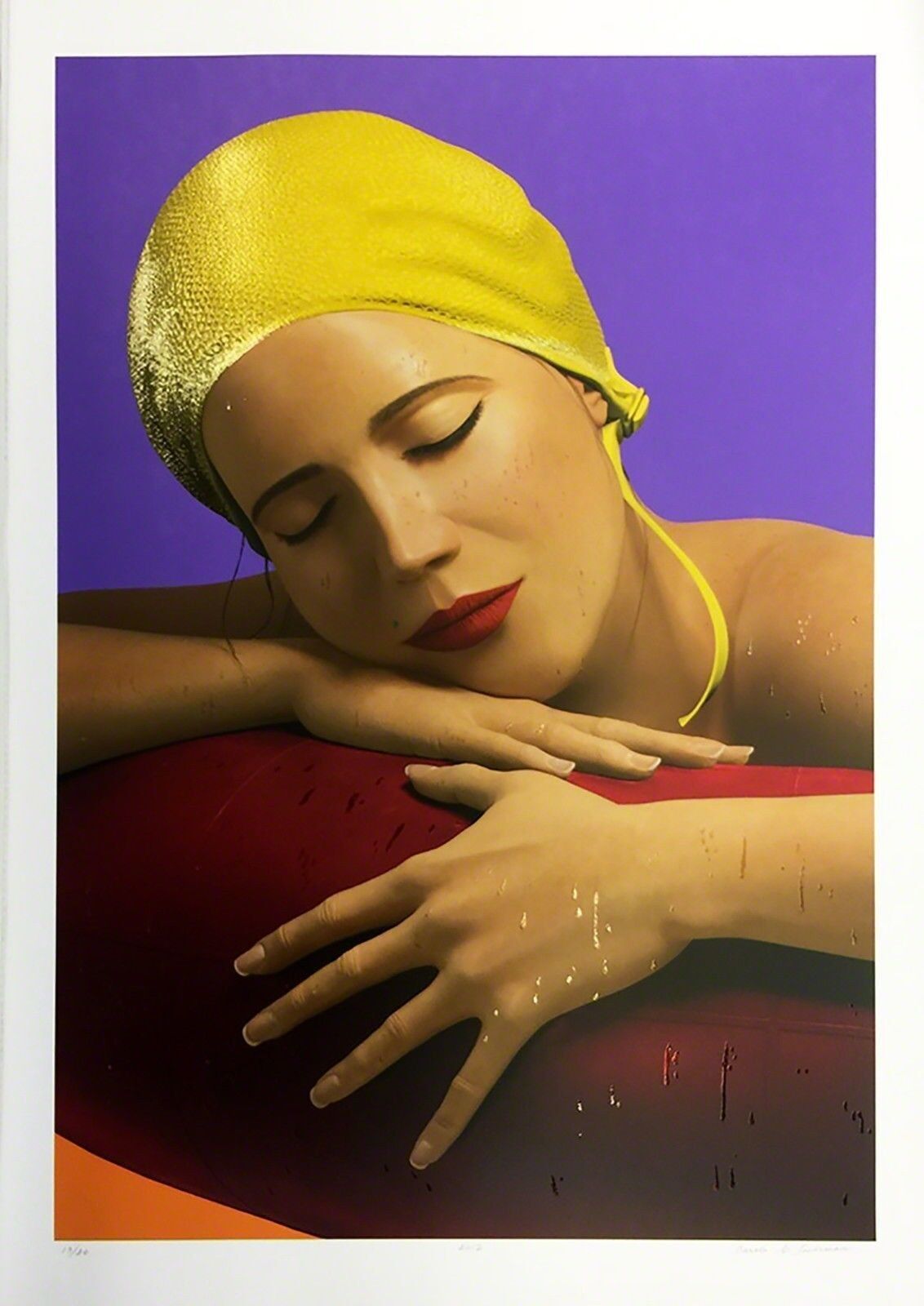 Artwork by Carole Feuerman, SERENA WITH YELLOW CAP, Made of Archival Mixed Media Print 