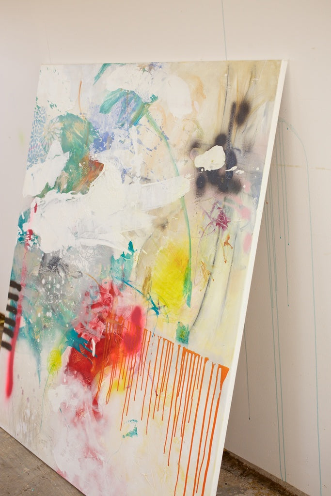 Artwork by Carolina Alotus, Pretty little thing, Made of Acrylic, Spray Paint, Marker, Pastel, Pencil on un-stretched canvas 