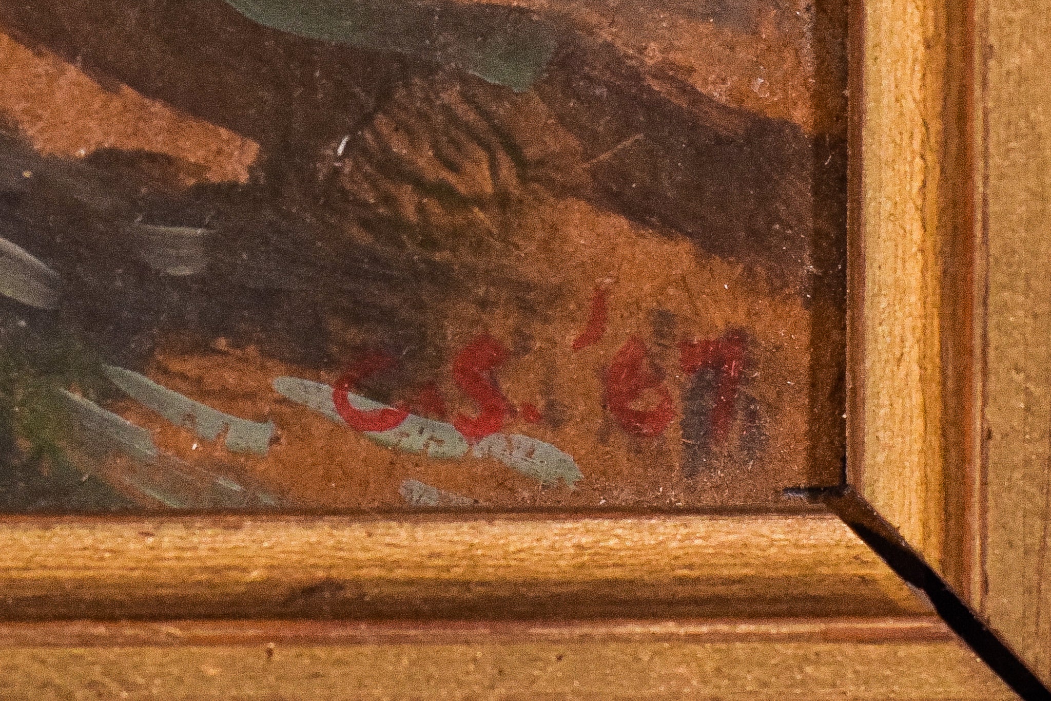 A painting of a landscape with a church in the distance.