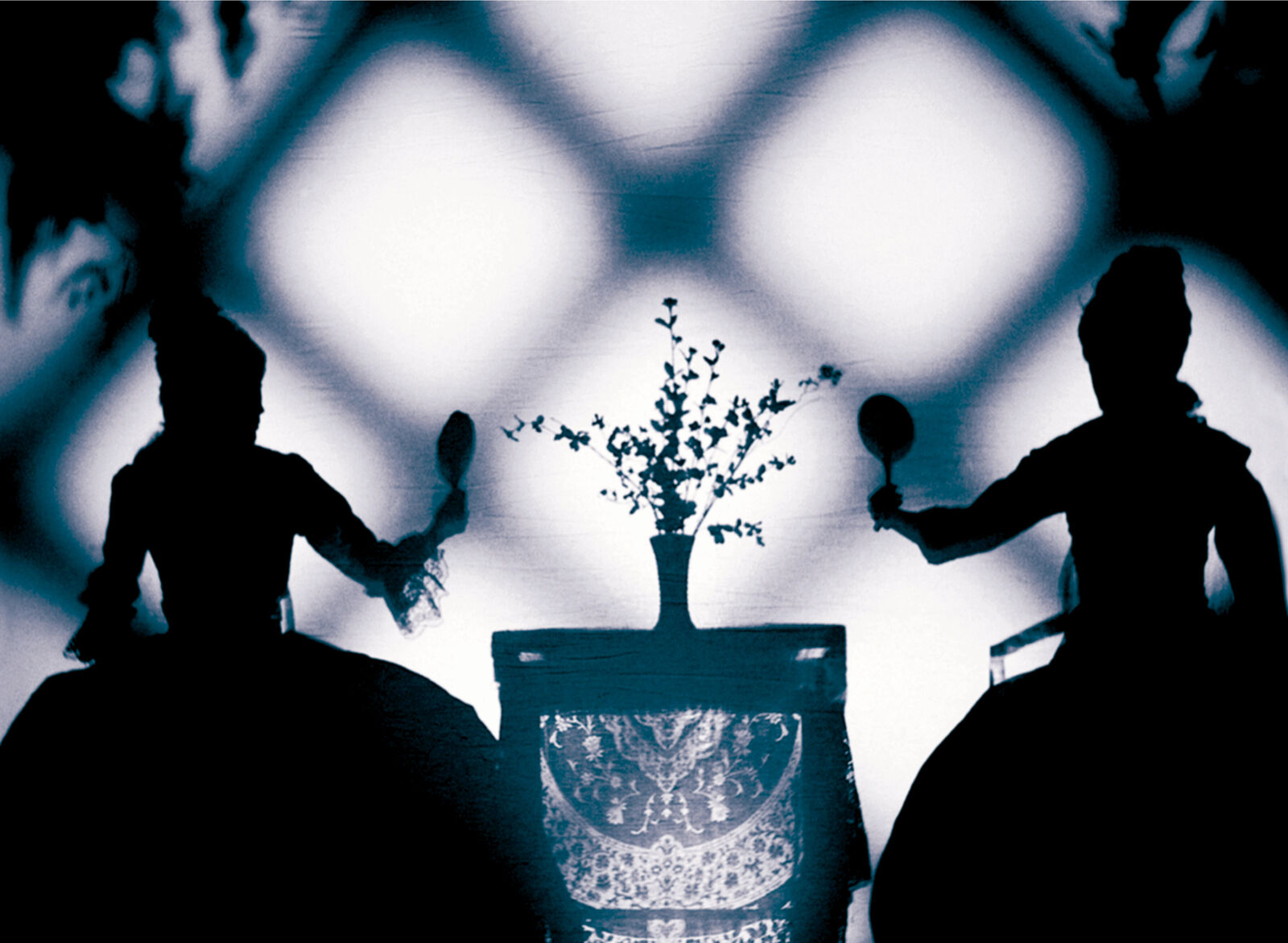Artwork by Unknown, Untitled (two women seated at a small table, each looking in a mirror) from Louisiana Project, Made of Print on canvas 