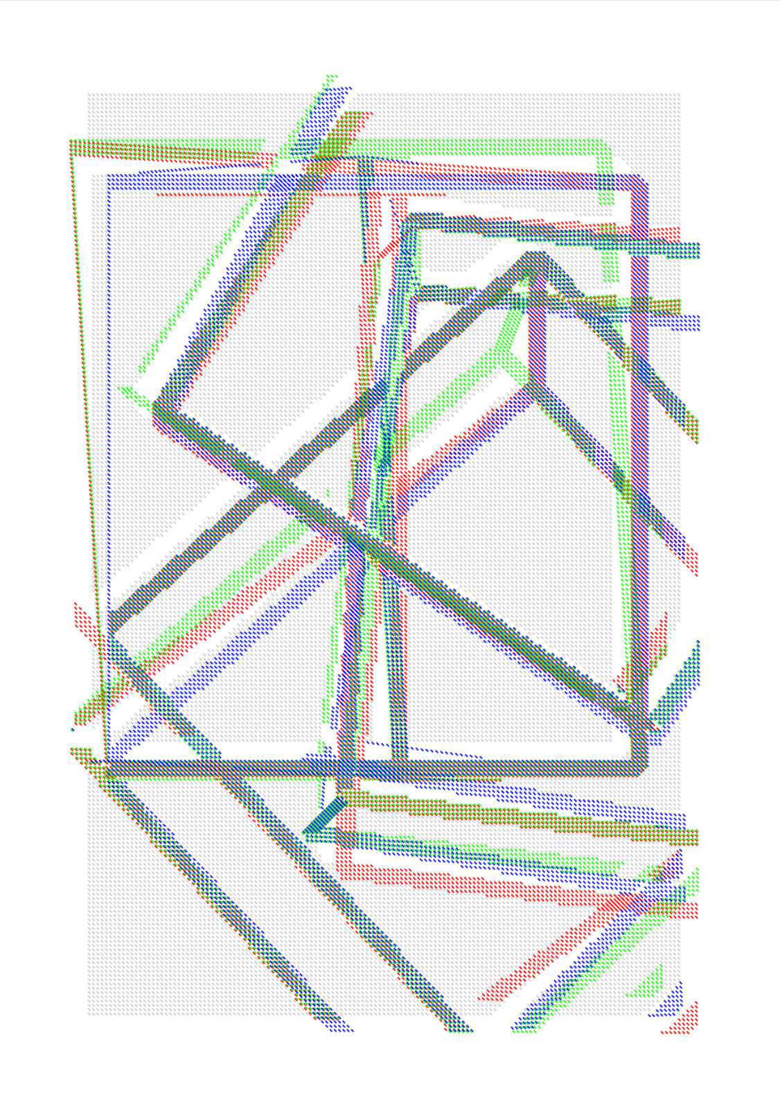 EARTH–WIREFRAME–RGB–5747200–500–412 by Casey Reas, 2025