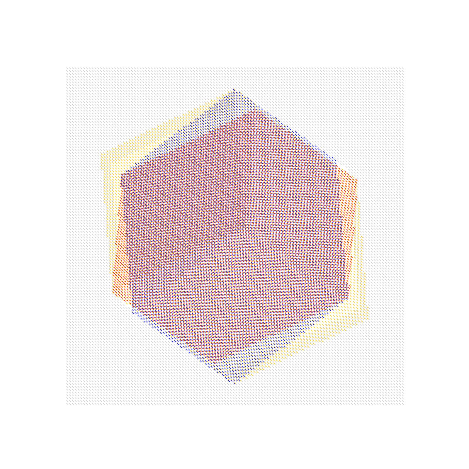 A red and yellow hexagon on a white background.