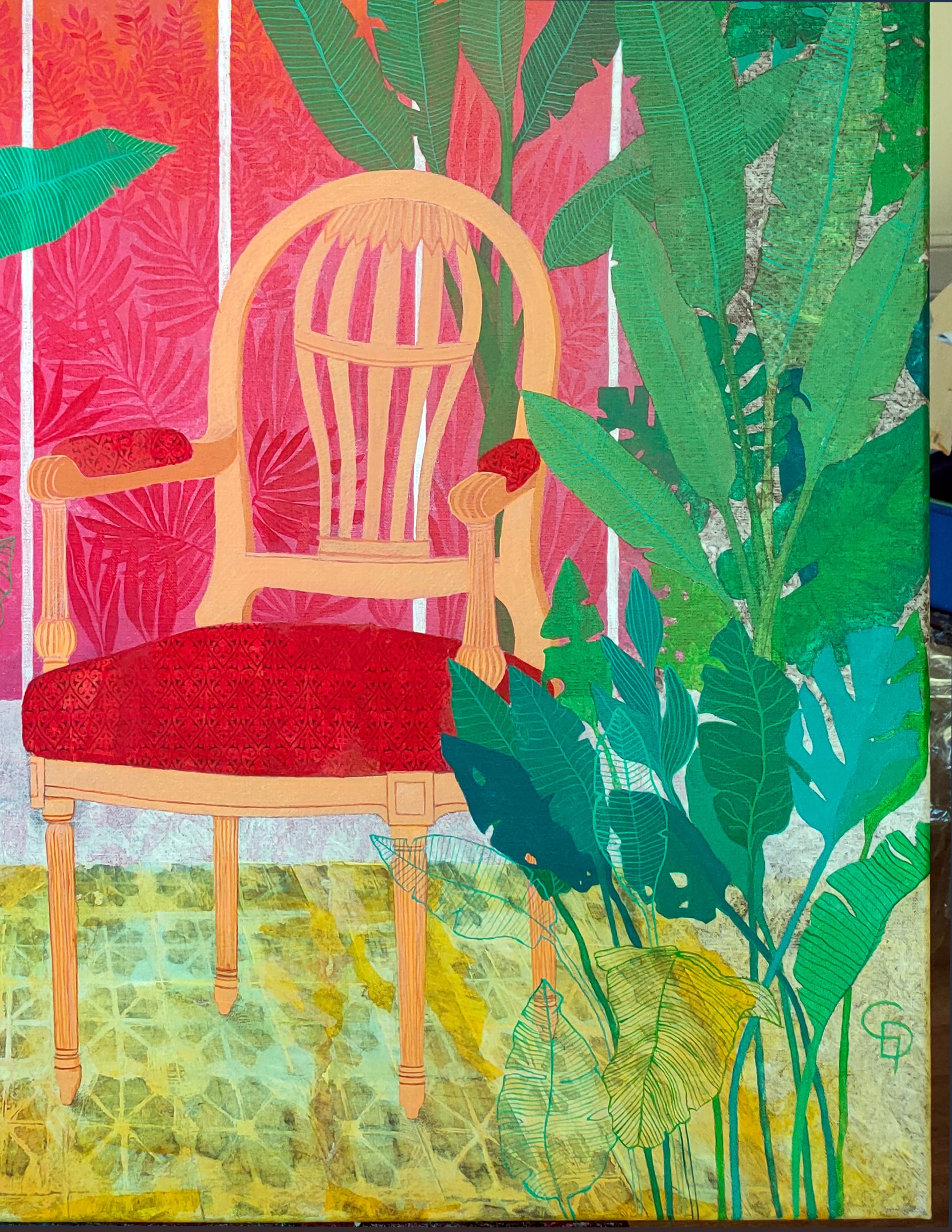 Artwork by Cécile Duchêne Malissin, Veranda IV, Made of Mixed Media On Canvas 