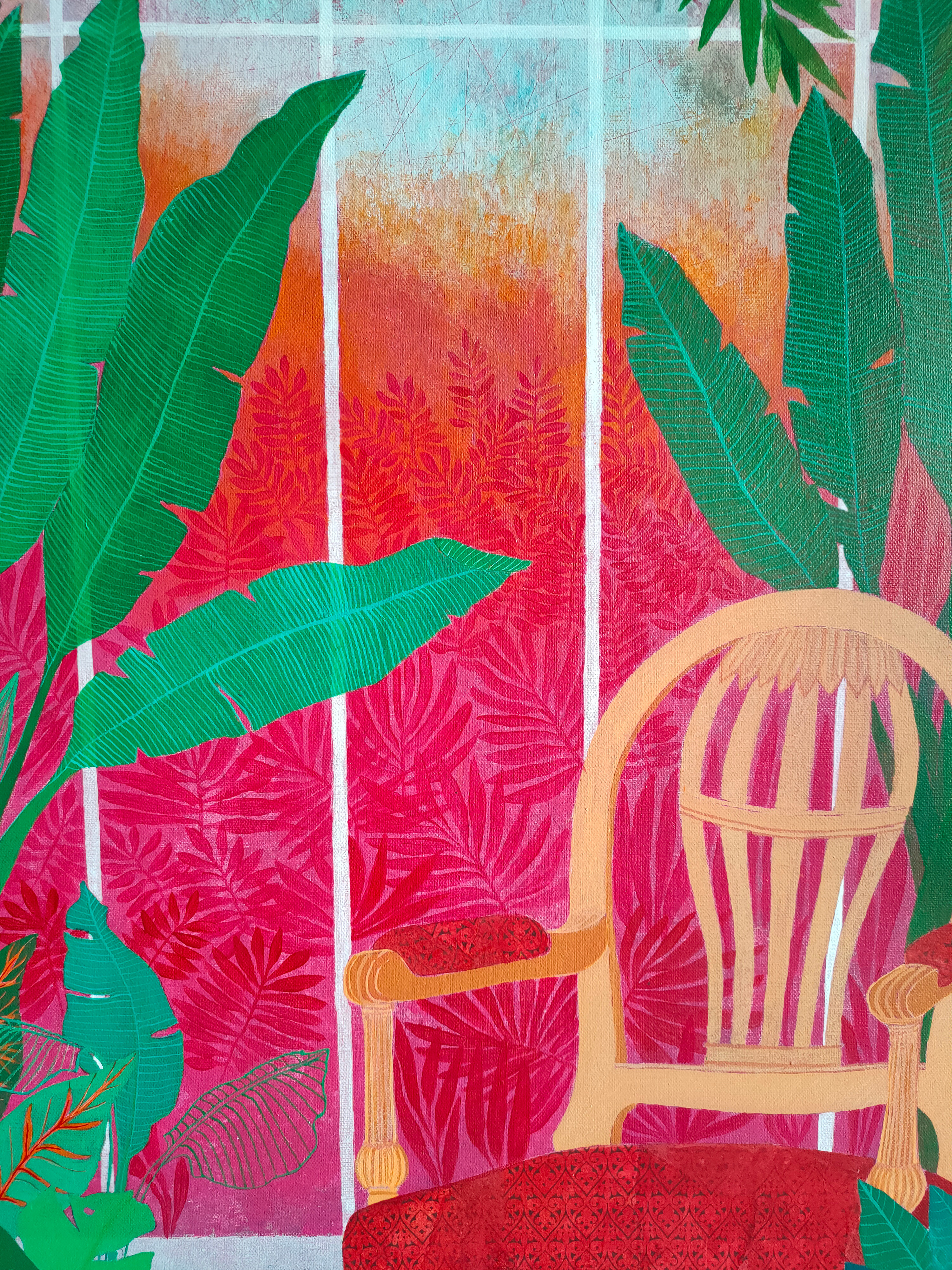 Artwork by Cécile Duchêne Malissin, Veranda IV, Made of Mixed Media On Canvas 