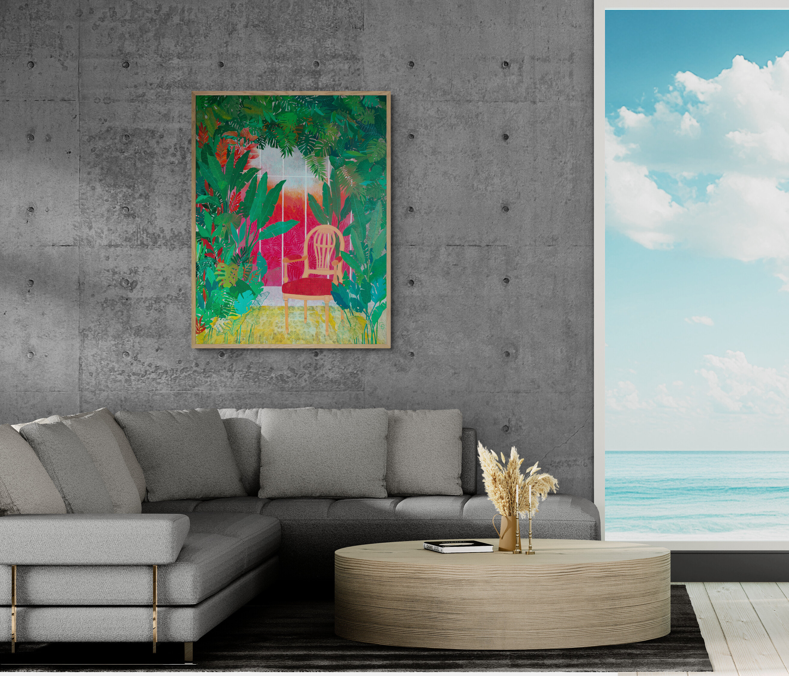 Artwork by Cécile Duchêne Malissin, Veranda IV, Made of Mixed Media On Canvas 