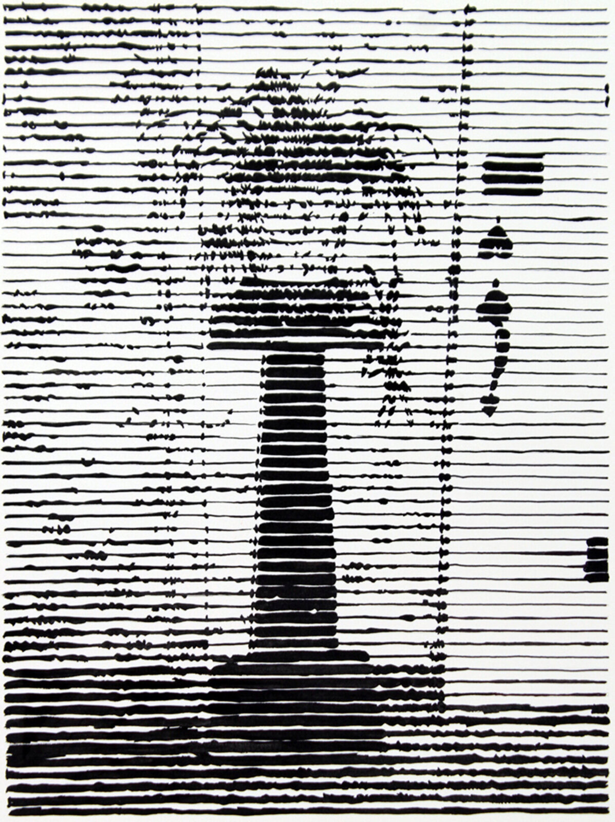 A black and white drawing of a palm tree.