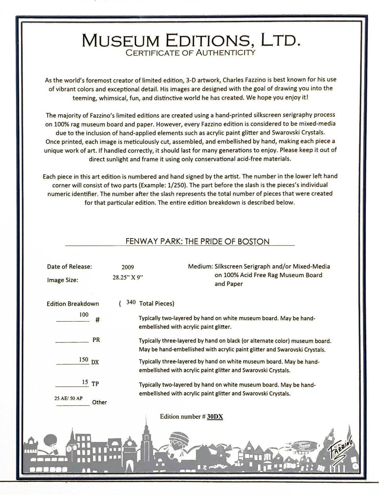 Artwork by Charles Fazzino, Fenway Park: The Pride of Boston (3D Mixed Media), Made of 3d Mixed Media On Silkscreen 