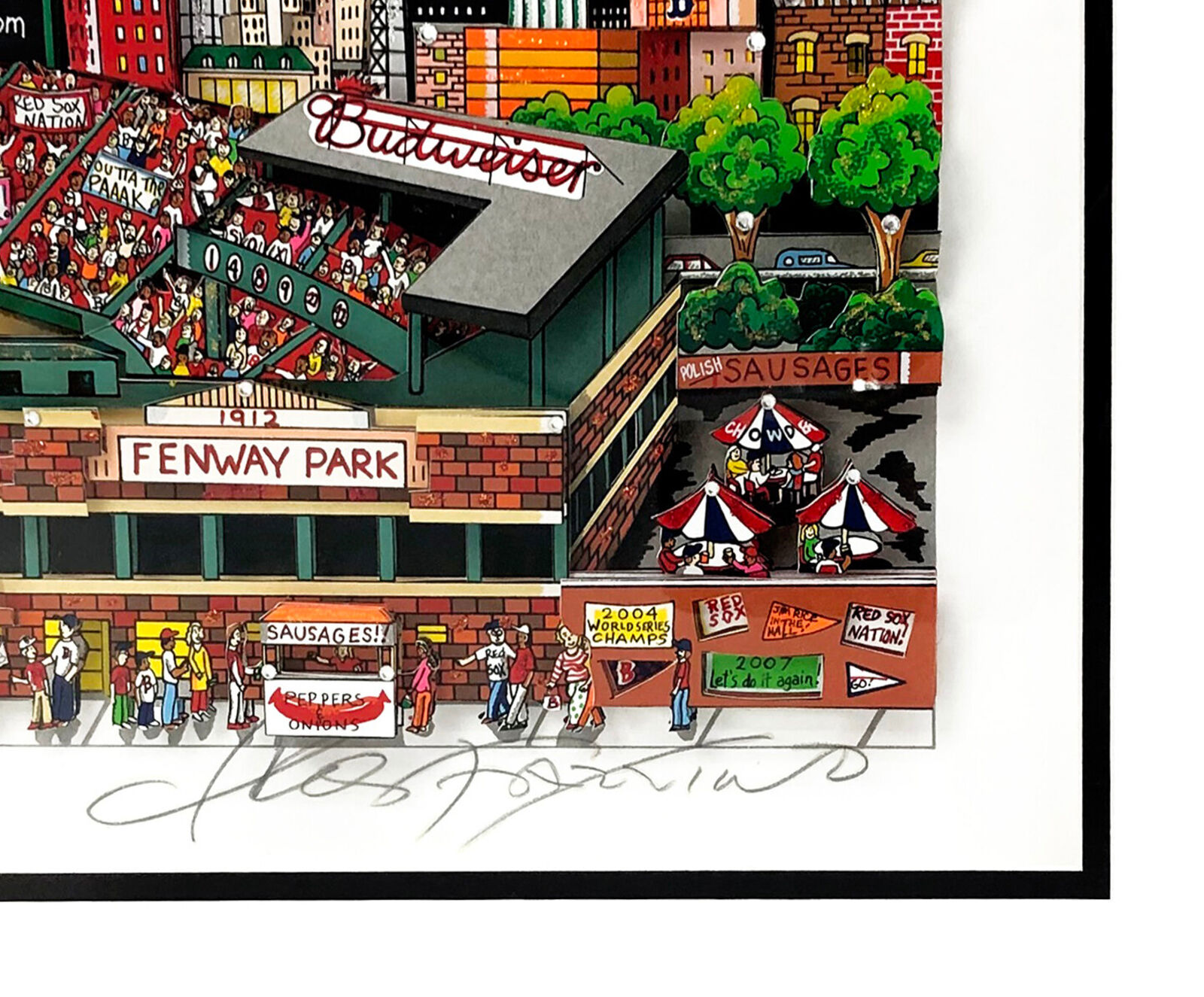 Artwork by Charles Fazzino, Fenway Park: The Pride of Boston (3D Mixed Media), Made of 3d Mixed Media On Silkscreen 