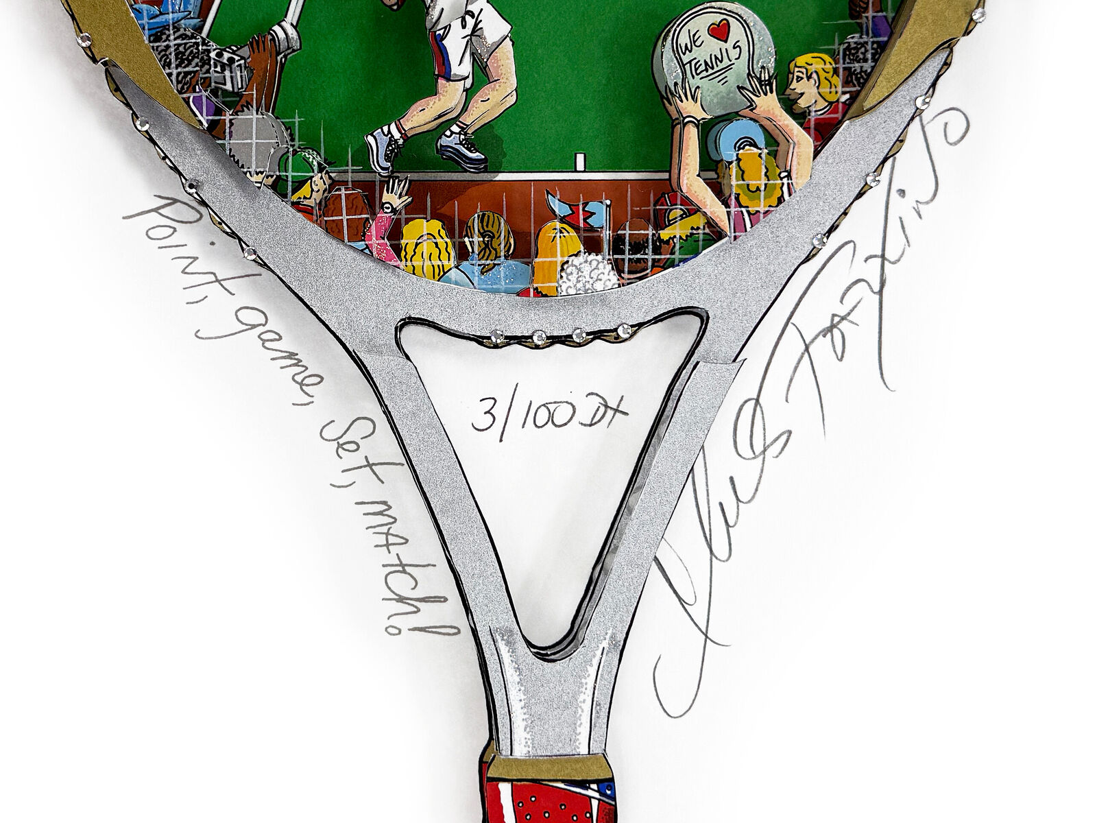 Artwork by Charles Fazzino, Point, Game, Set, Match! , Made of 3D mixed media serigraph 