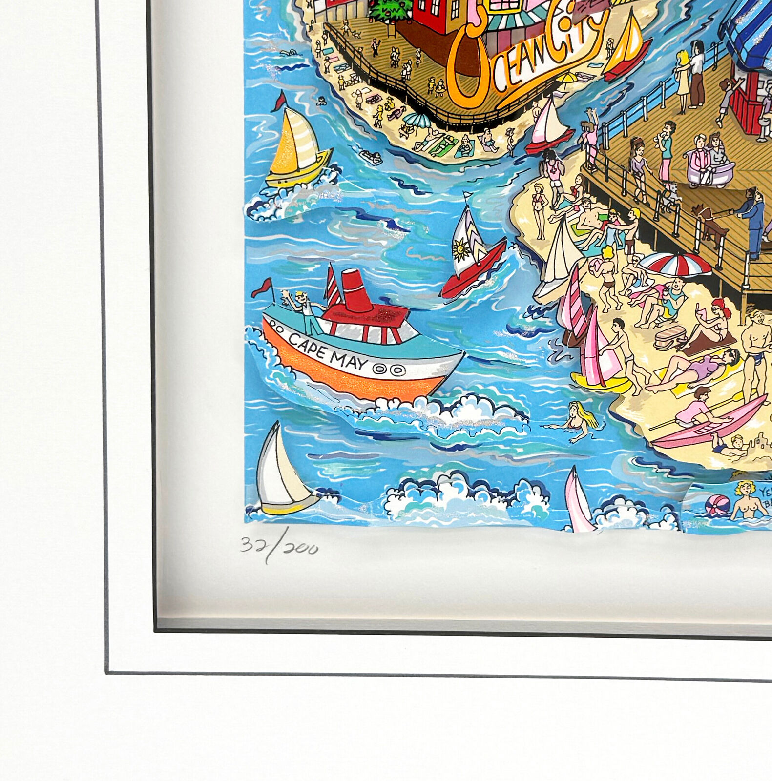 Artwork by Charles Fazzino, That Weekend At The Jersey Shore , Made of 3D mixed media serigraph 