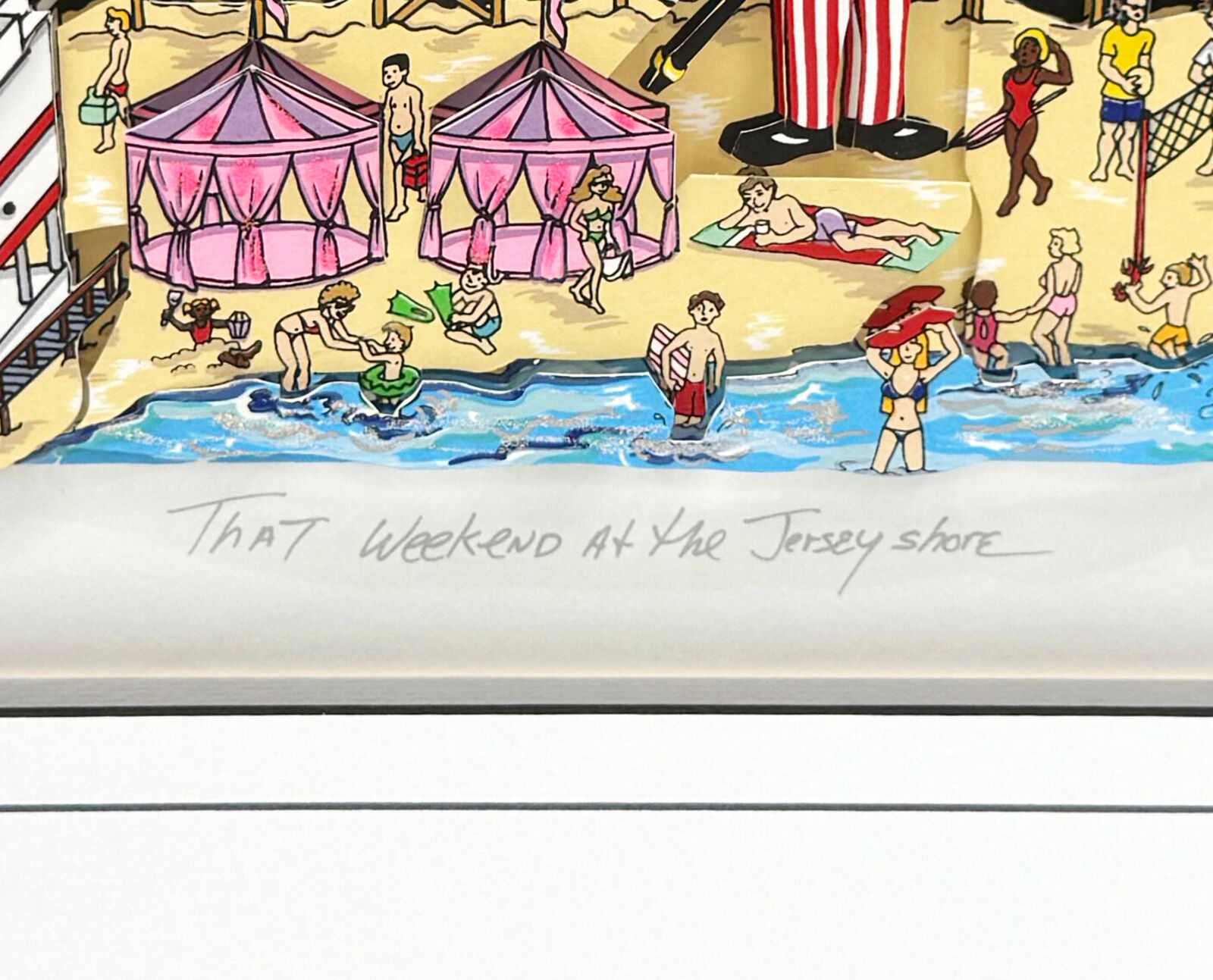 Artwork by Charles Fazzino, That Weekend At The Jersey Shore , Made of 3D mixed media serigraph 