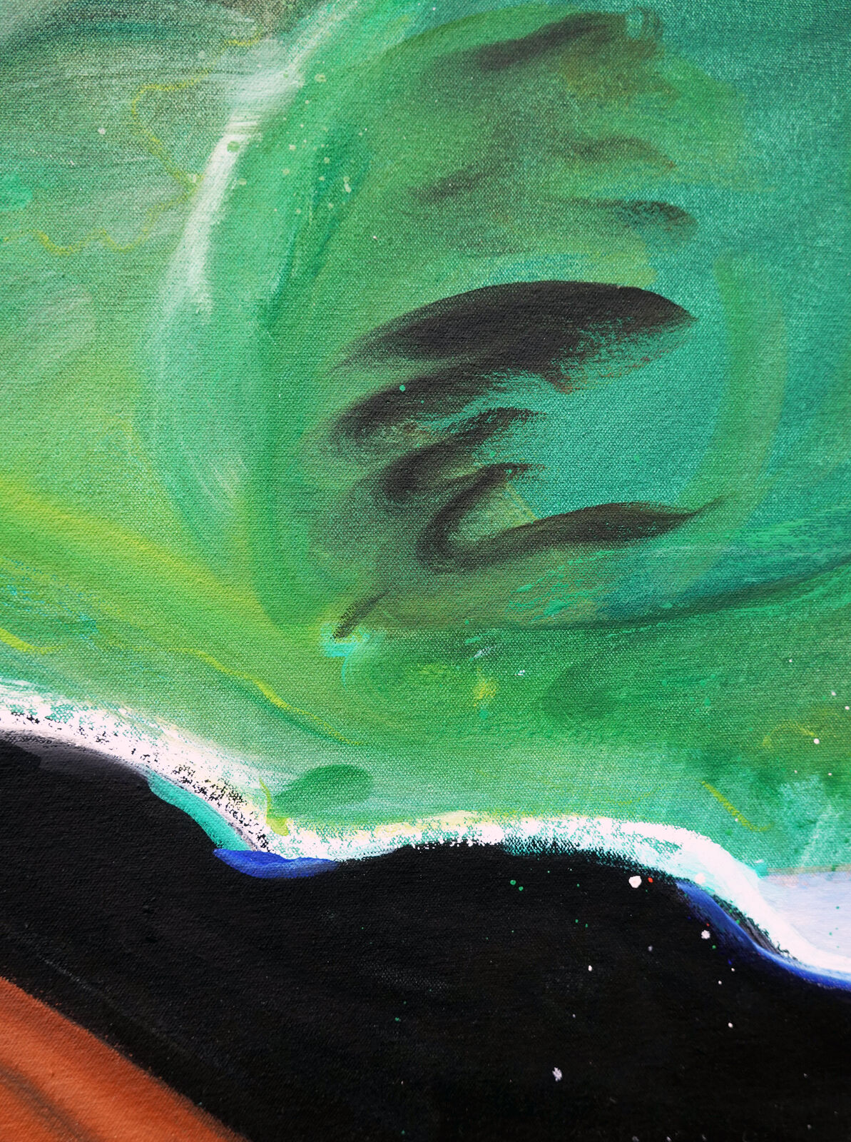 A painting of a woman sitting in the water.