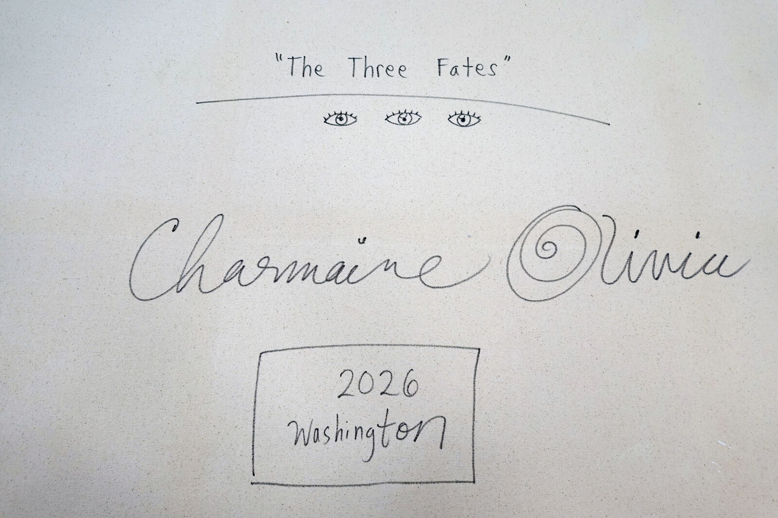 A painting of three women sitting on a bench.