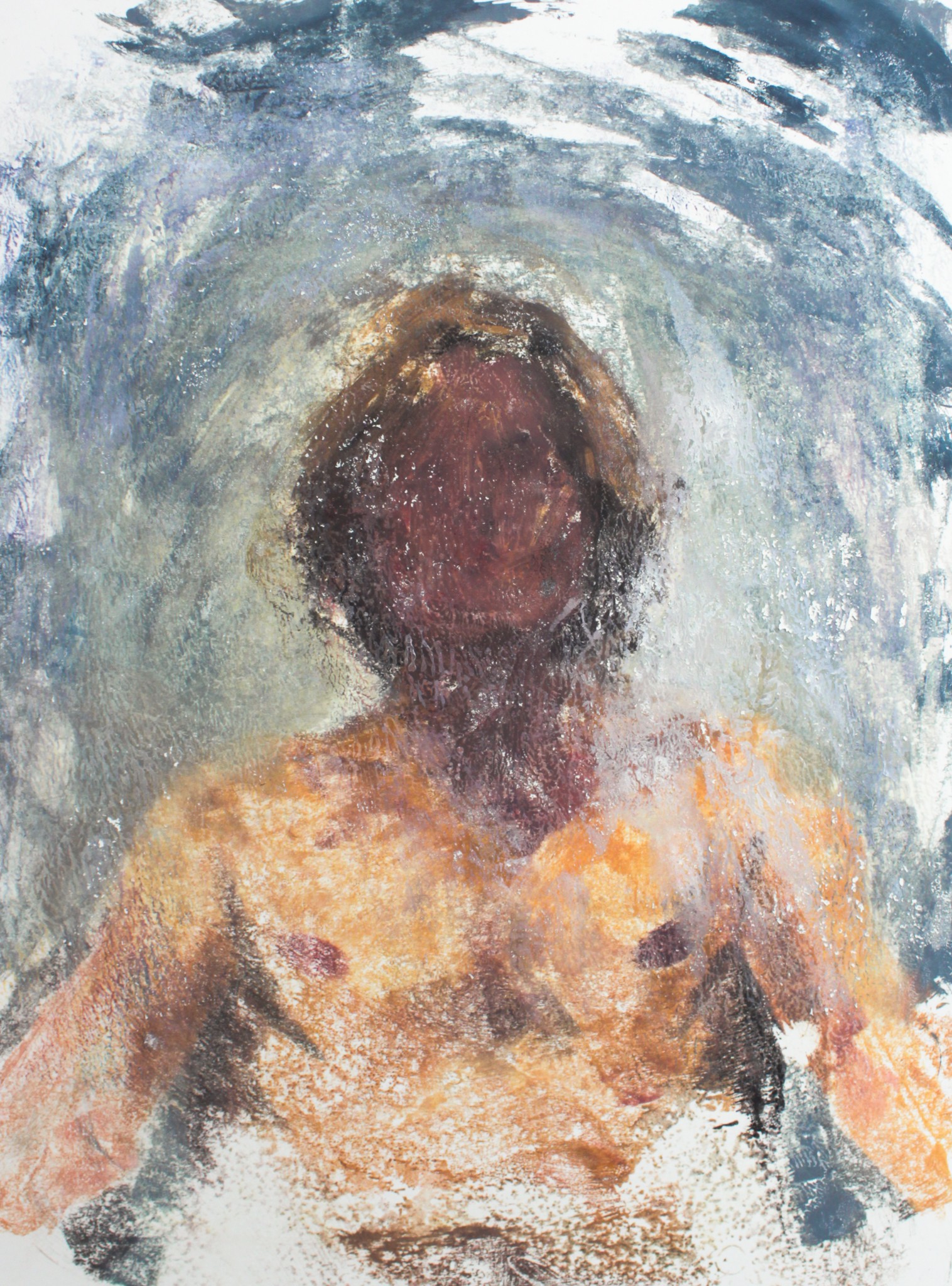 A painting of a nude woman in the water. 