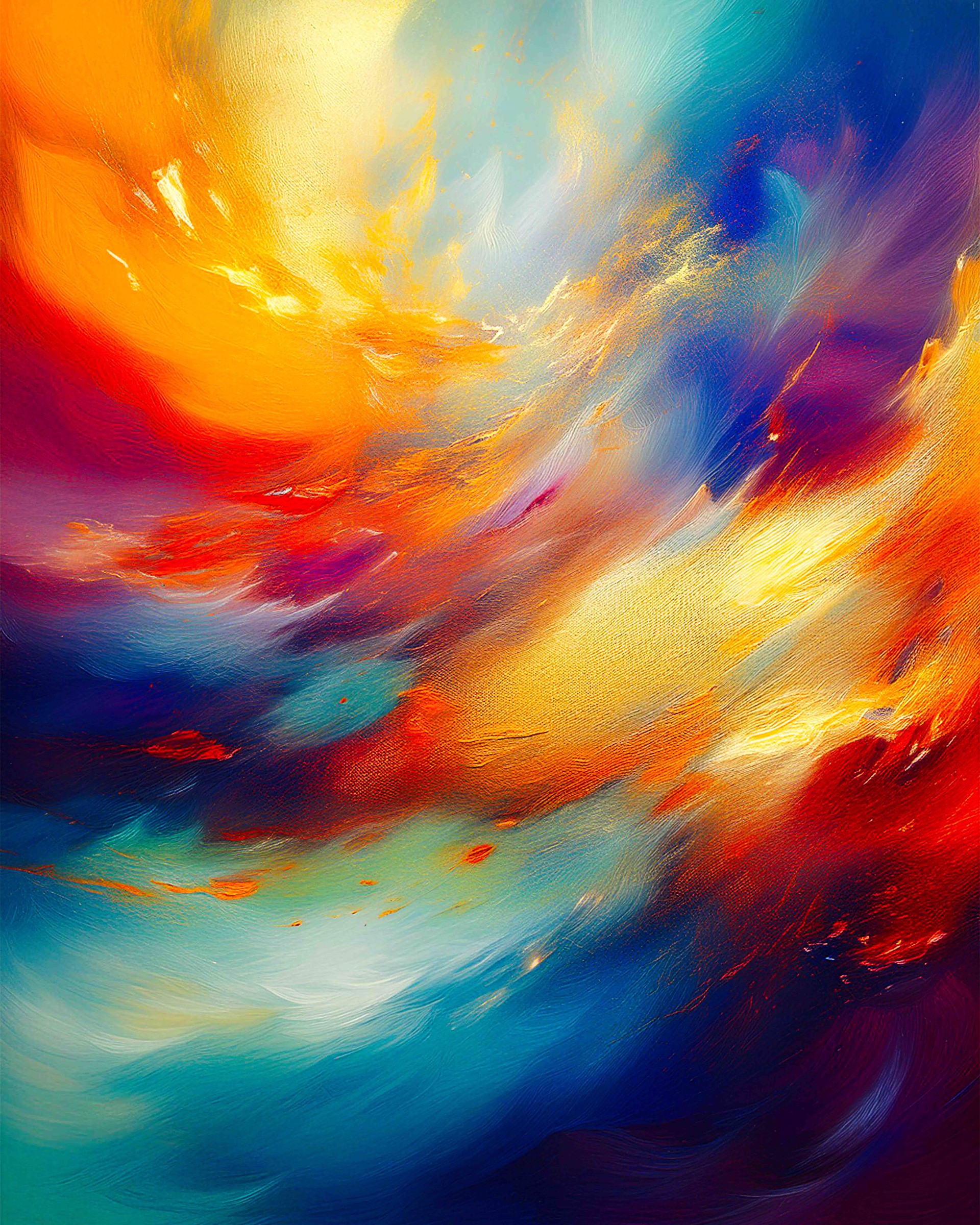A painting of a colorful abstract painting on a canvas.