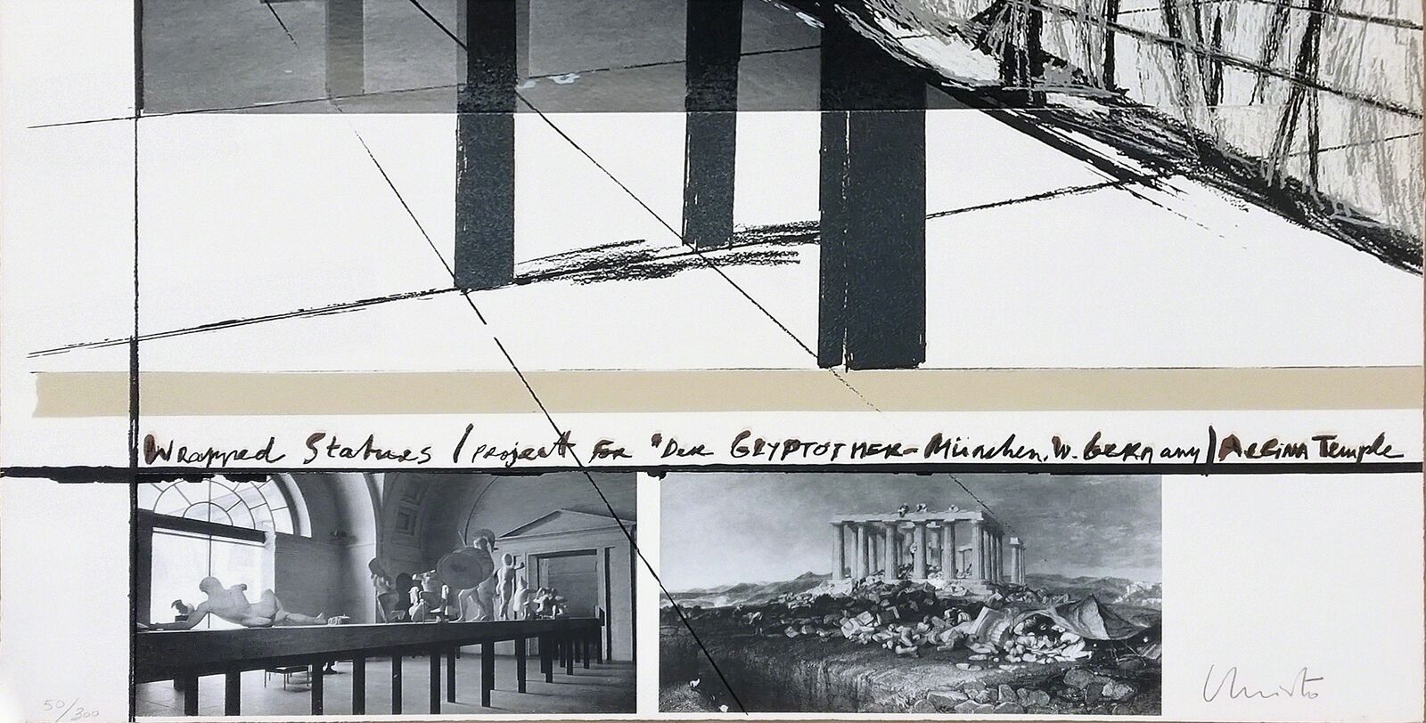 Artwork by Christo, WRAPPED STATUES, Made of Screenprint With Collage On Paper 