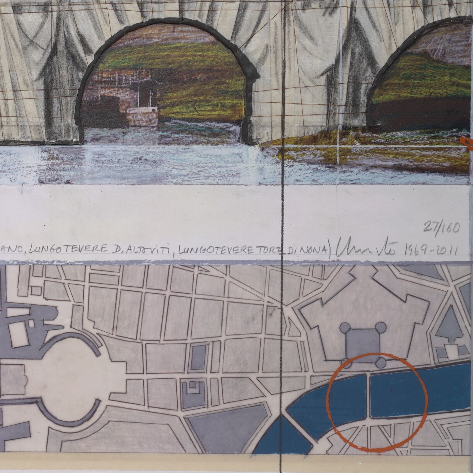 Artwork by Christo, Ponte Sant’Angelo, Wrapped, Made of Collage on lithograph 