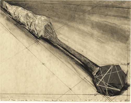 Wrapped Tree by Christo, 1971