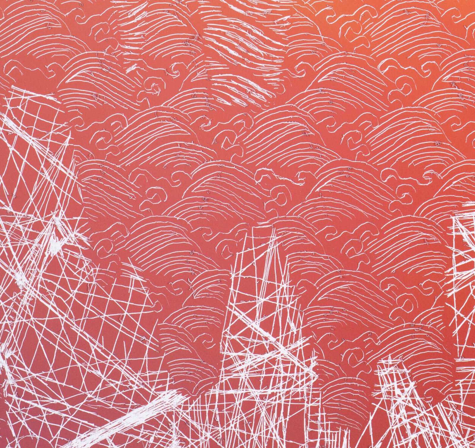 Artwork by Christopher Russell, Cascades #1, Made of Pigment prints scratched with a razor 