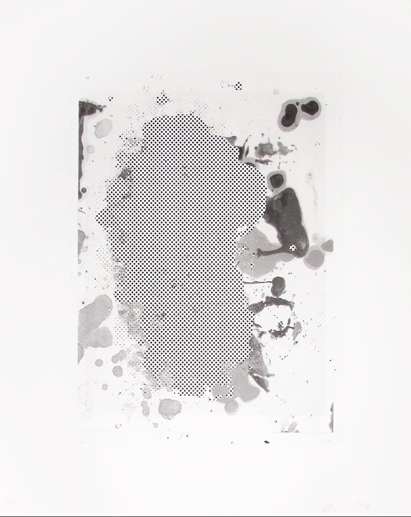 A black and white image of a person sitting on a chair.