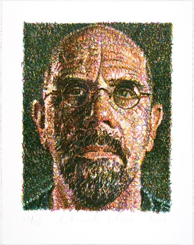 A drawing of a man with glasses and a beard.