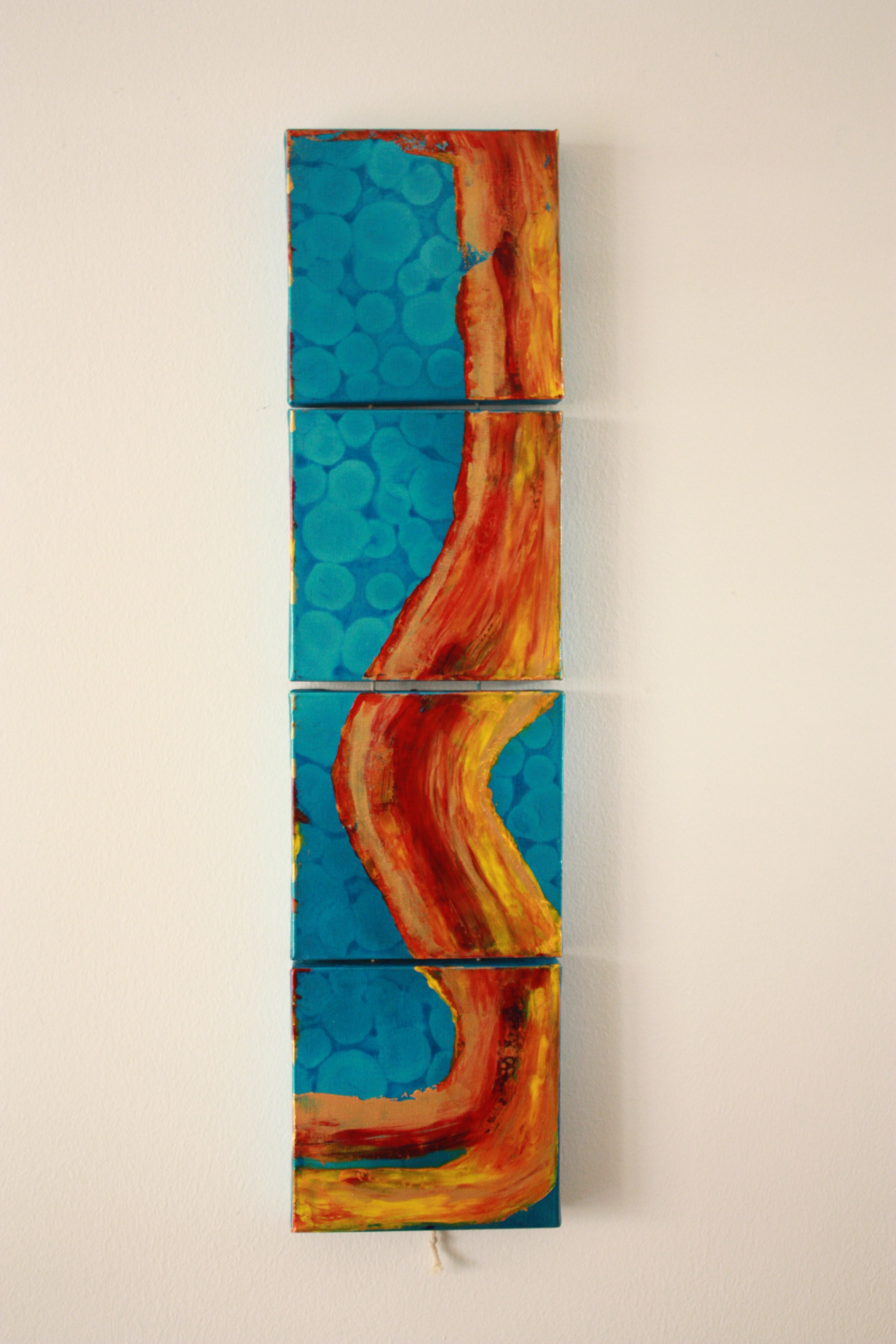 A painting on a wall in a room. 