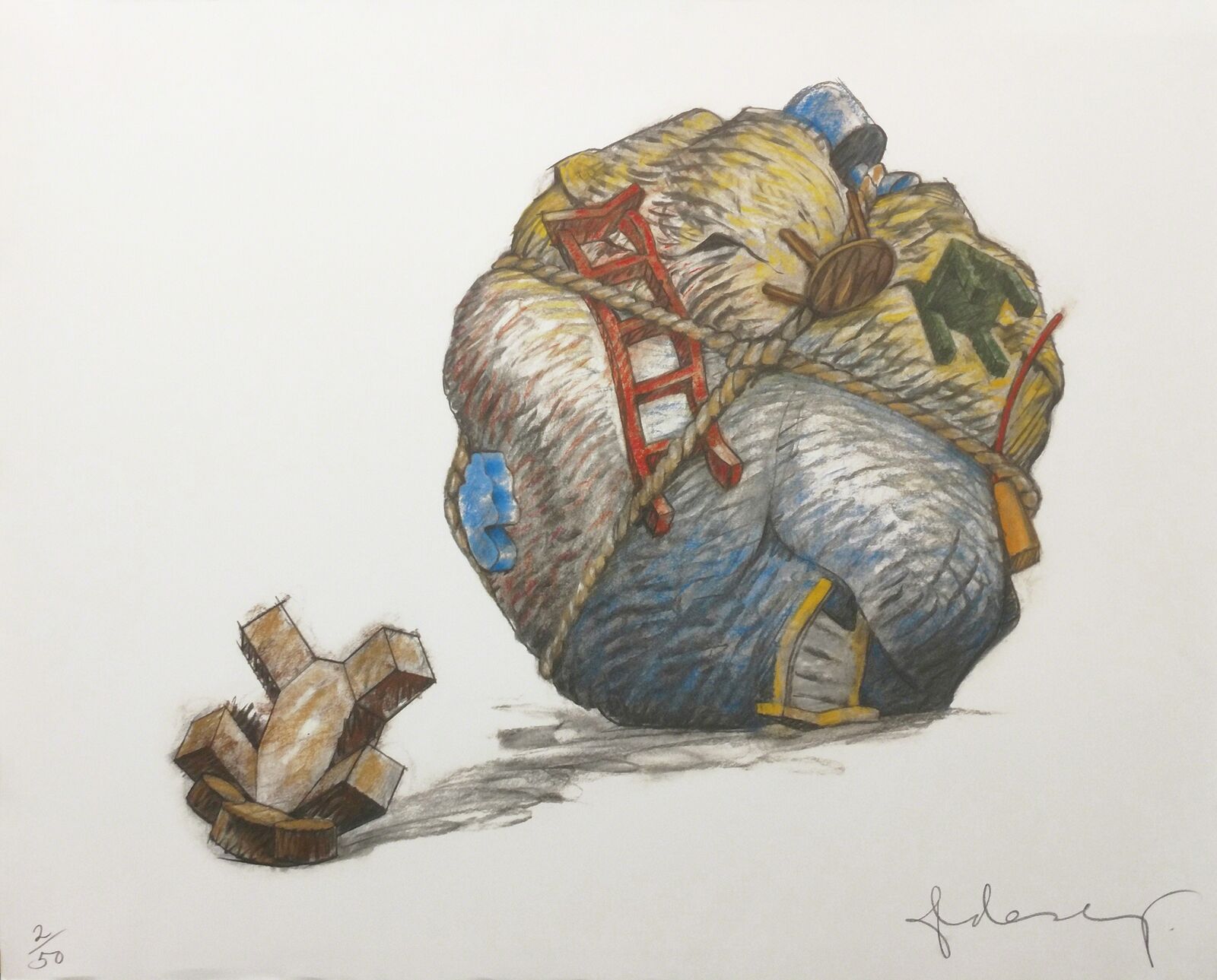 HOUSEBALL WITH FALLEN TOY BEAR by Claes Oldenburg, 1997