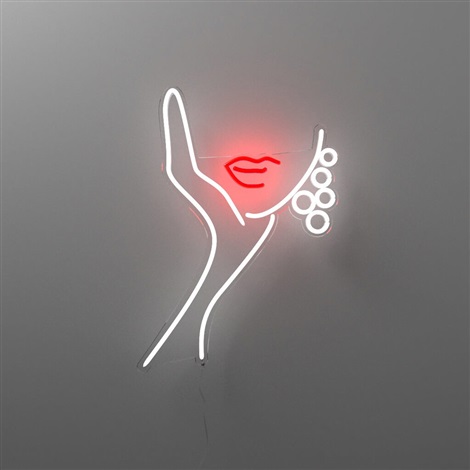 Artwork by Clara Bergel, Earrings, Made of LED neon artwork on transparent cut to shape 