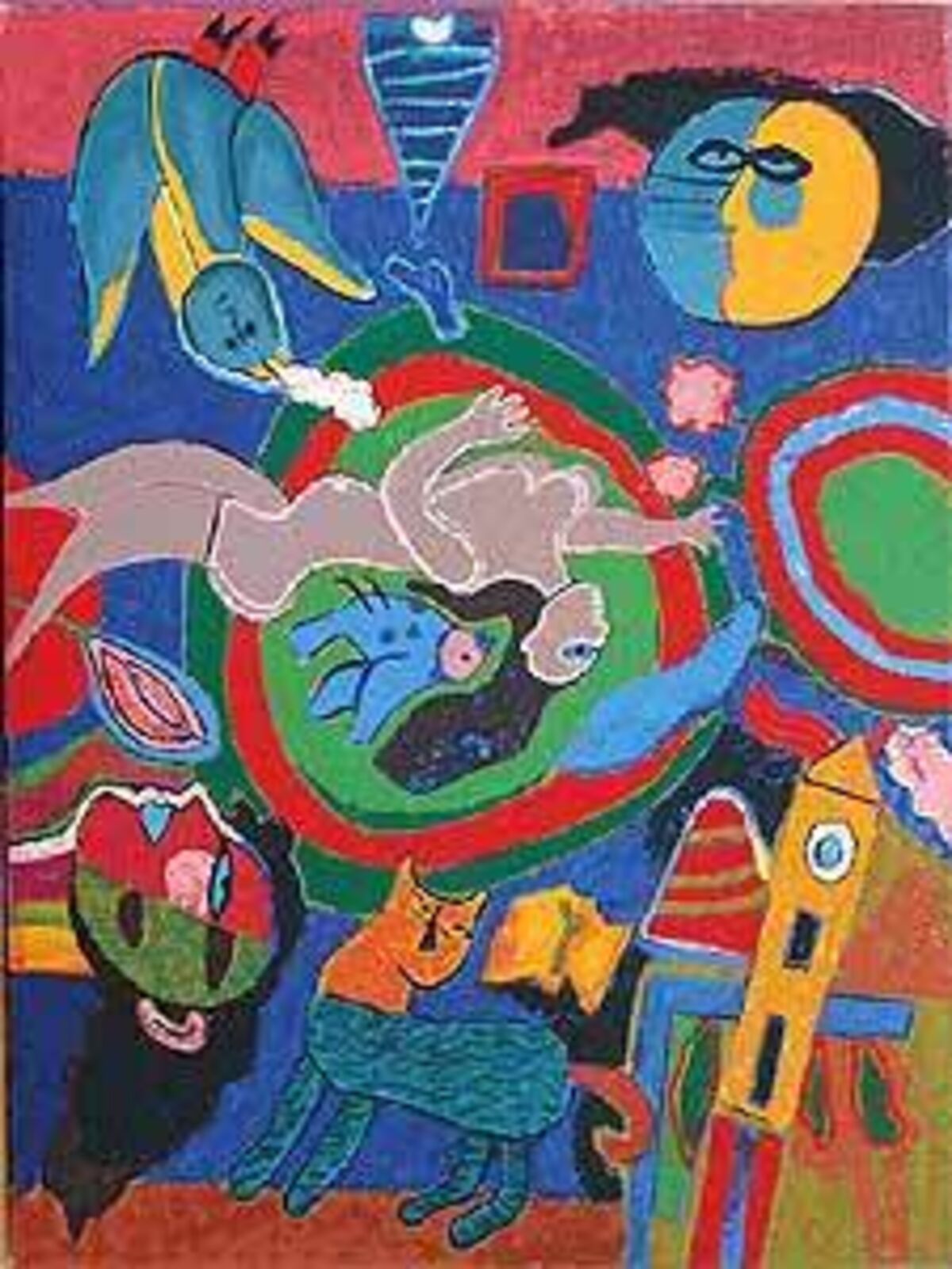 a painting of a group of people in a room