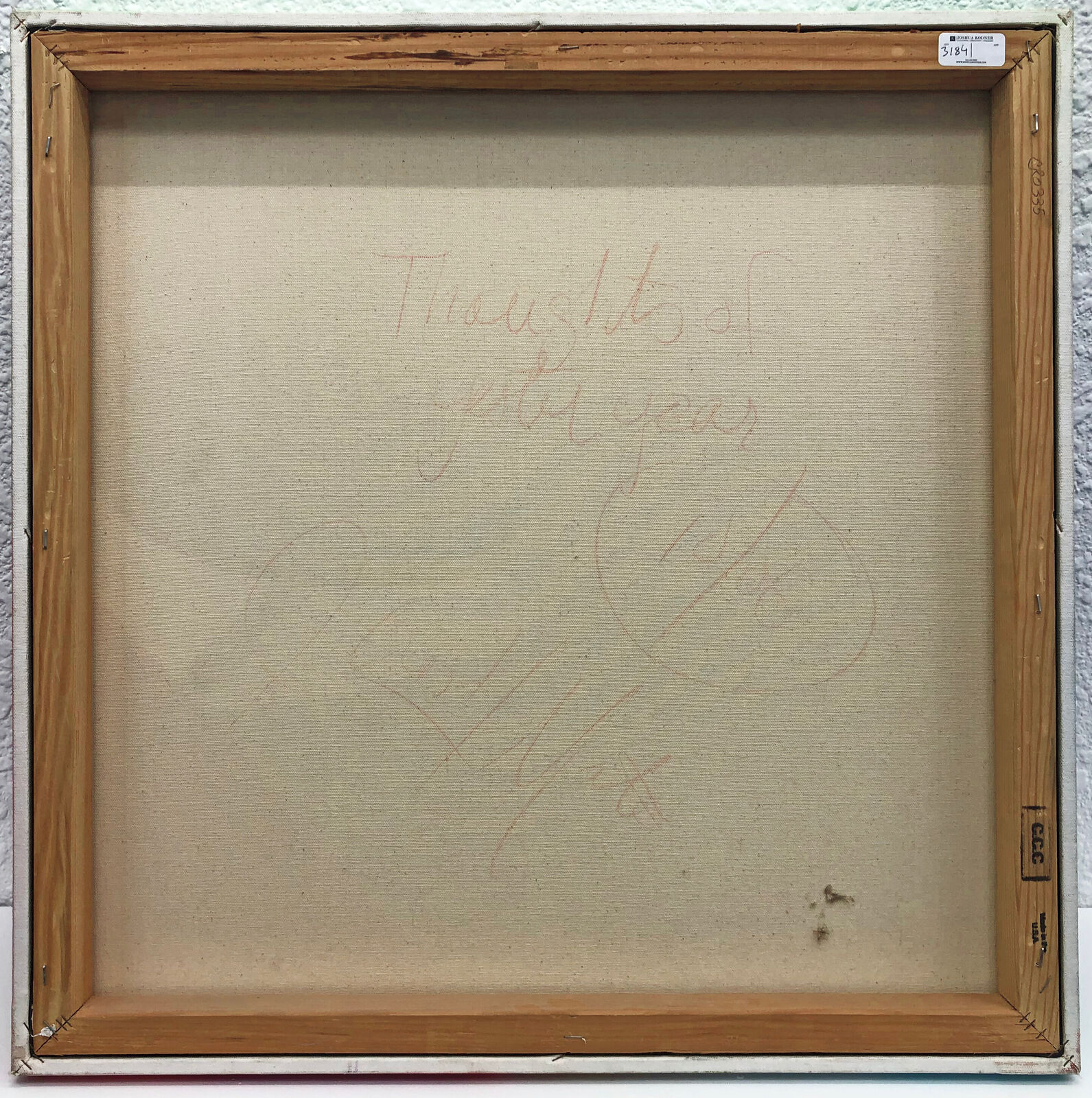 A painting on a white wall with a bright light shining through it.