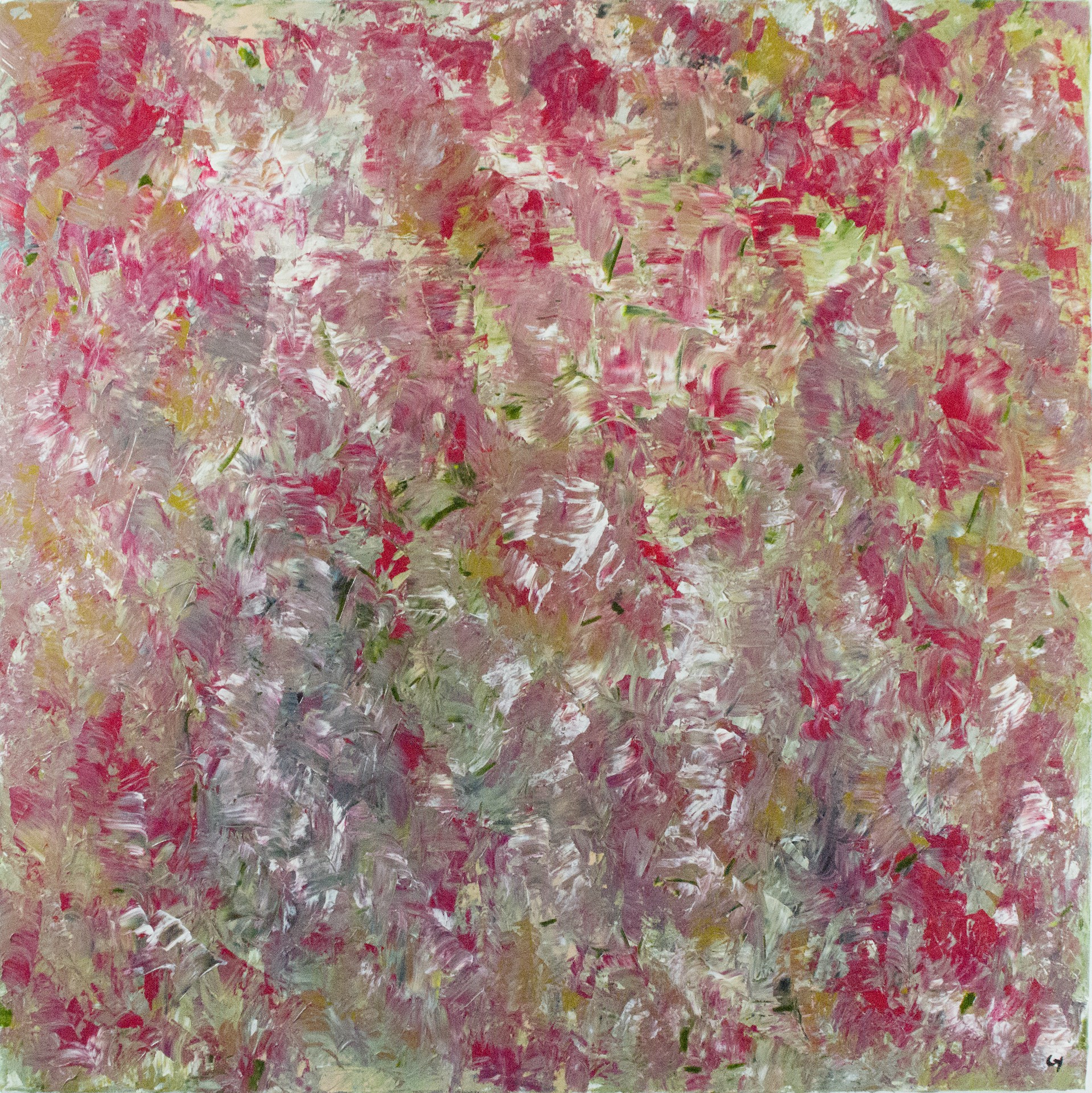 A painting of red and yellow flowers on a white background.