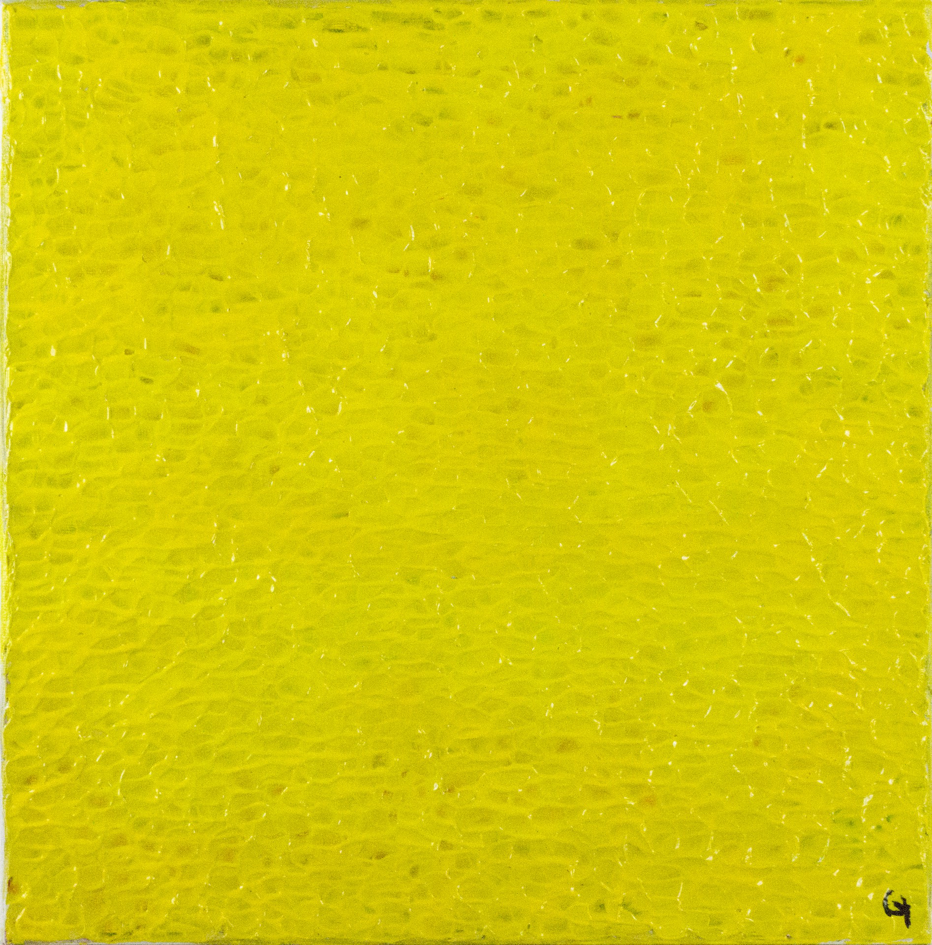 A painting of a yellow square on a white background.