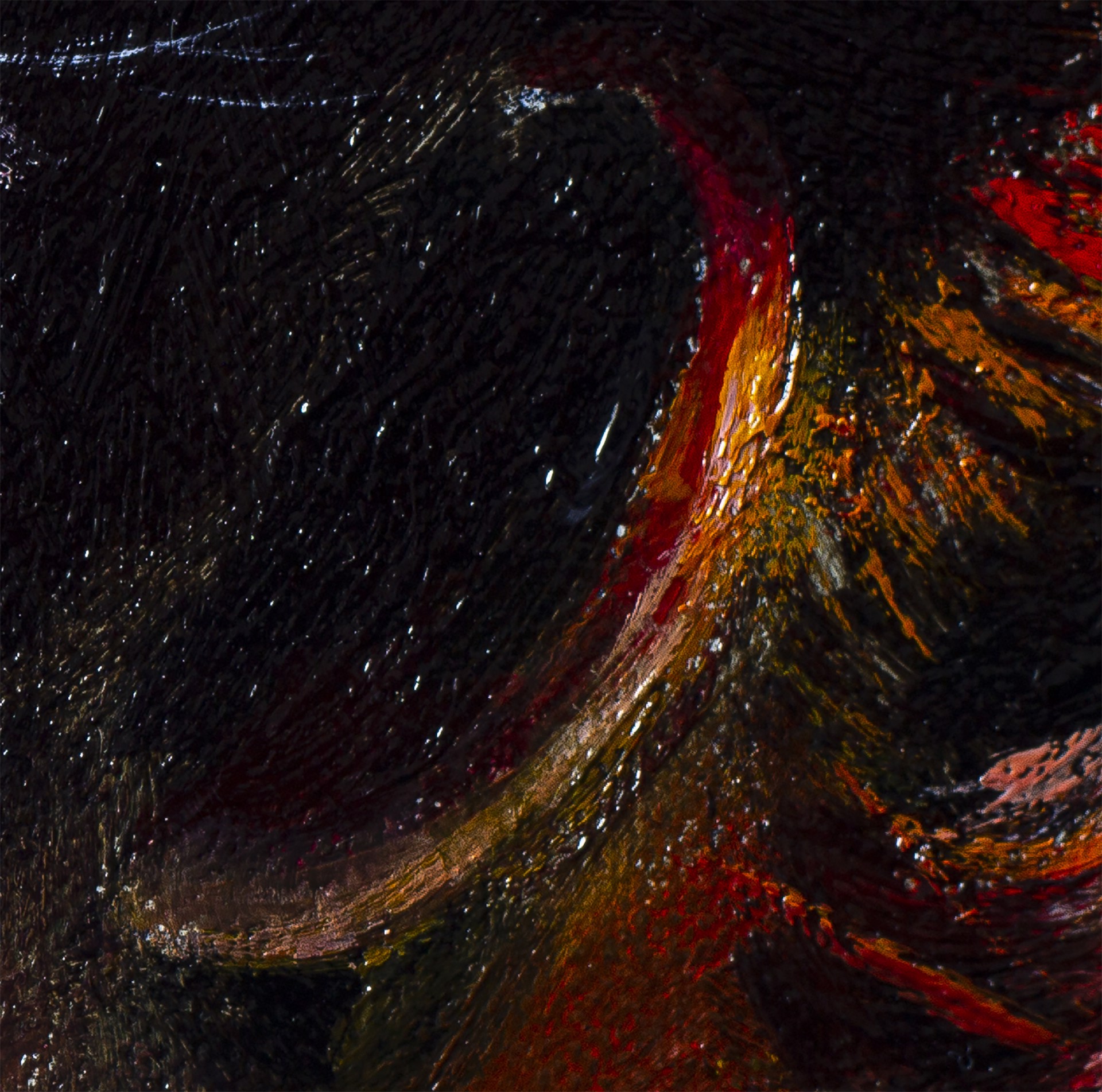 A painting of a woman with a red hair in a bun.
