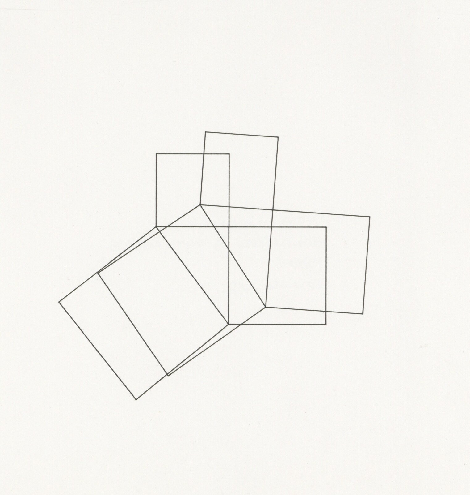 A minimalist line drawing of overlapping geometric rectangles on a plain background.