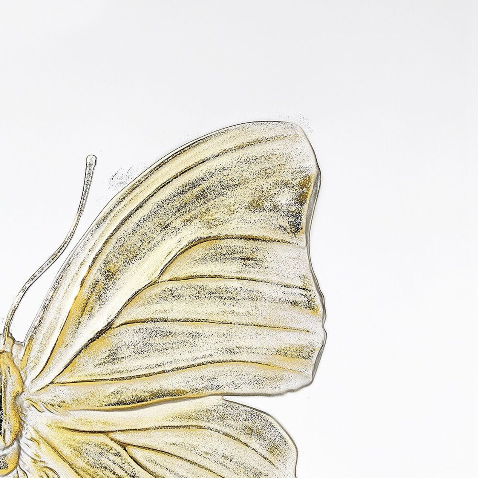 A drawing of a yellow butterfly on a white background.